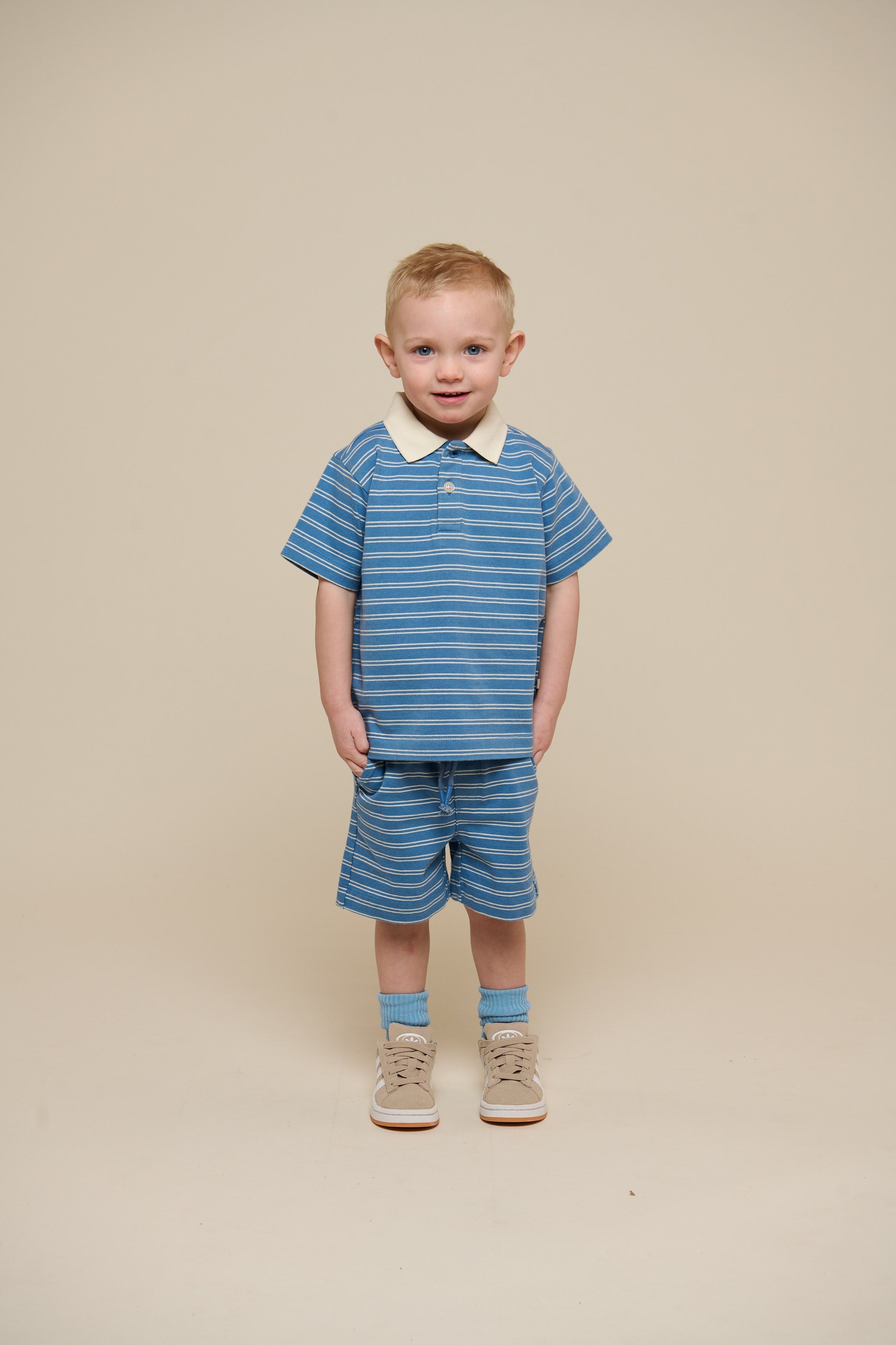 Gestreept Jersey Poloshirt - Kids - Dusty Blue | 101175 Otto