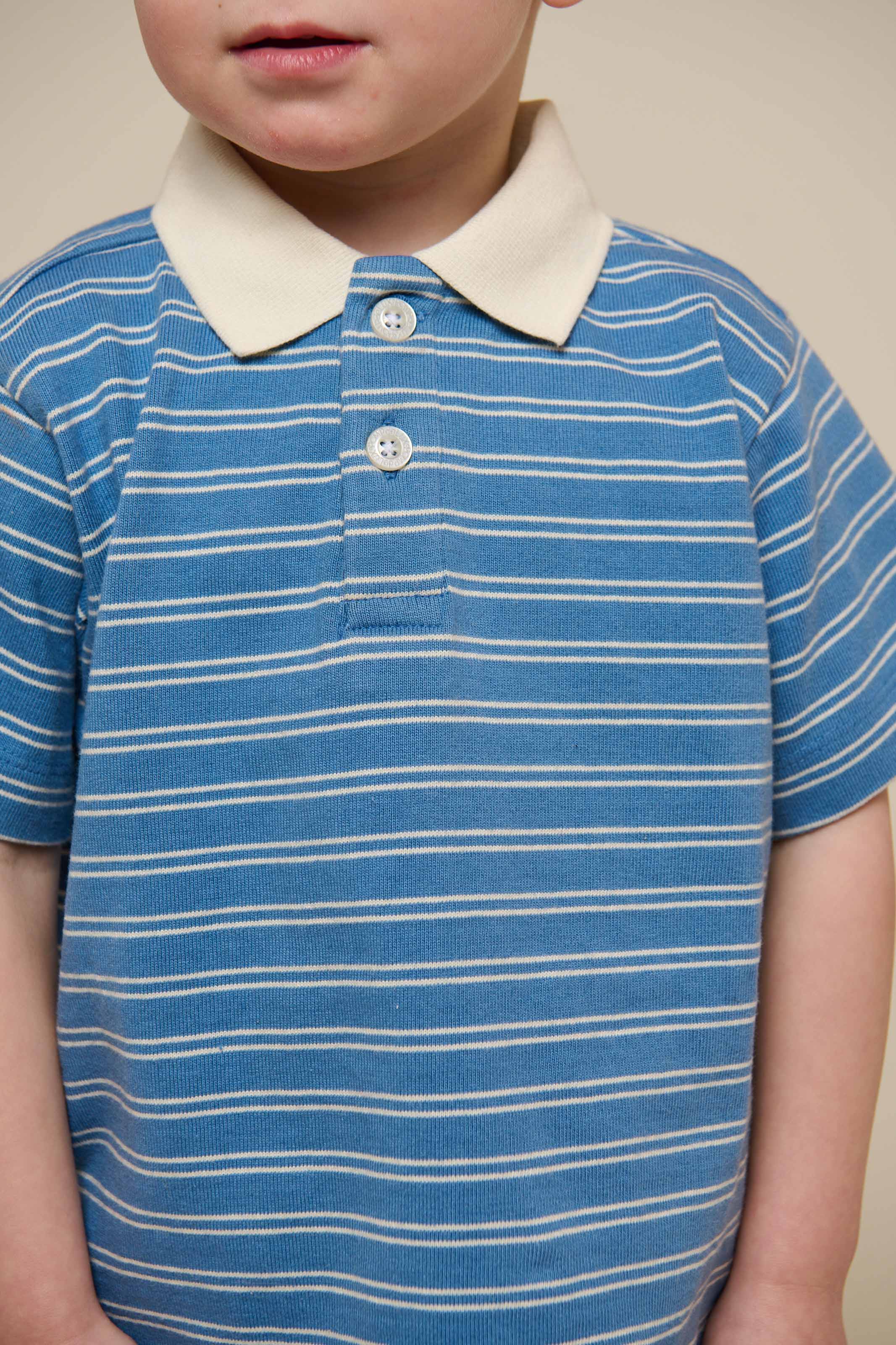 Gestreept Jersey Poloshirt - Kids - Dusty Blue | 101175 Otto