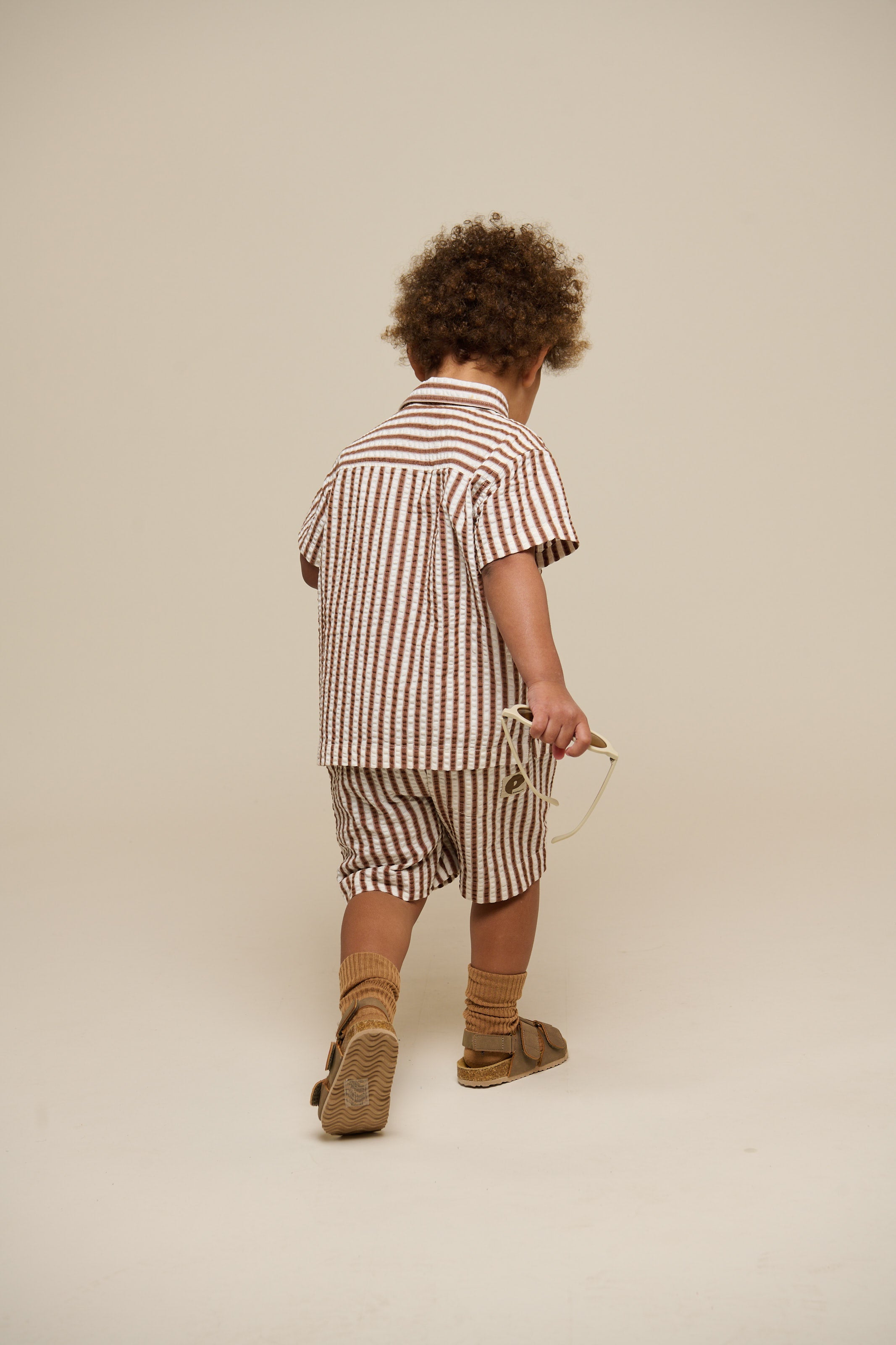 Gestreept seersucker overhemd - Kids - Brown | 101185 Frank