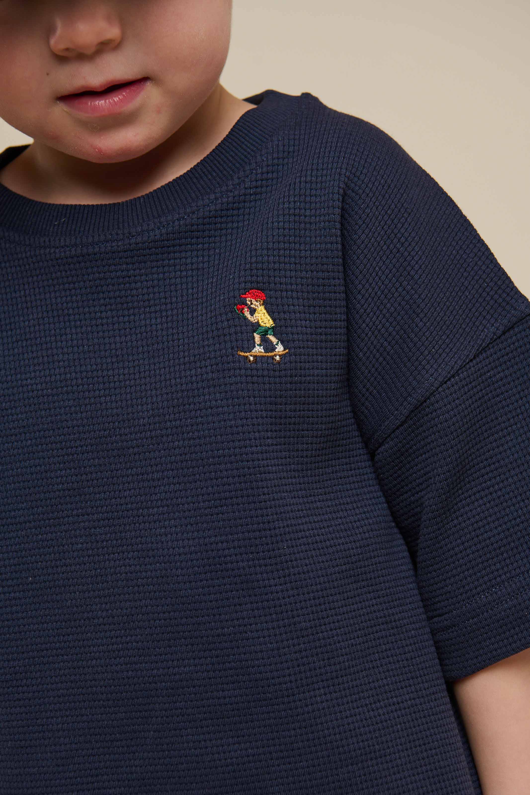 Wafel T-shirt - Kids - Navy | 101152 Evan