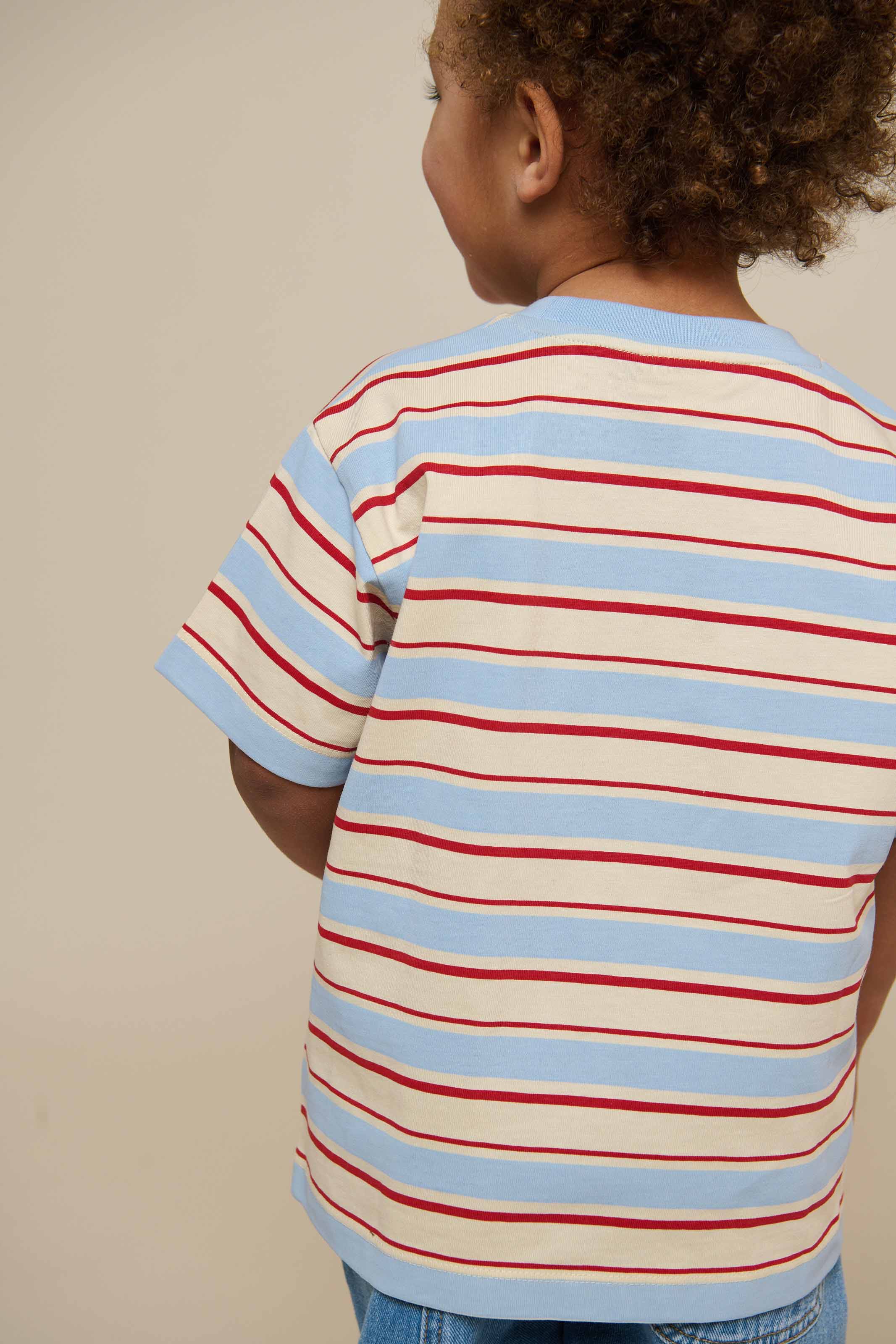 Retro Gestreept T-shirt - Kids - Powder Blue | 101275 Steven