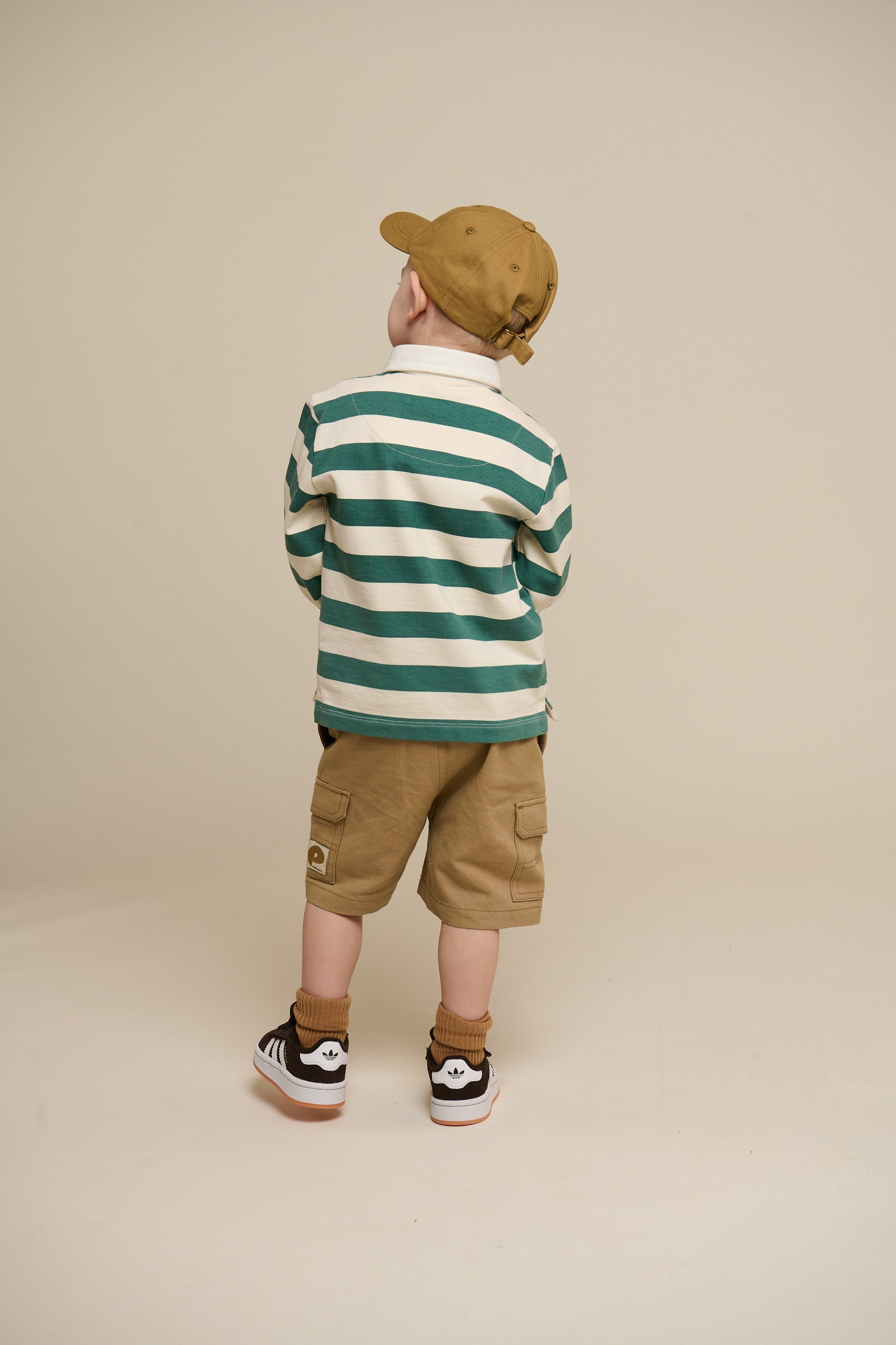 Gestreept Polo Sweatshirt - Kids - Tropical Green/Offwhite | 101340 Marco