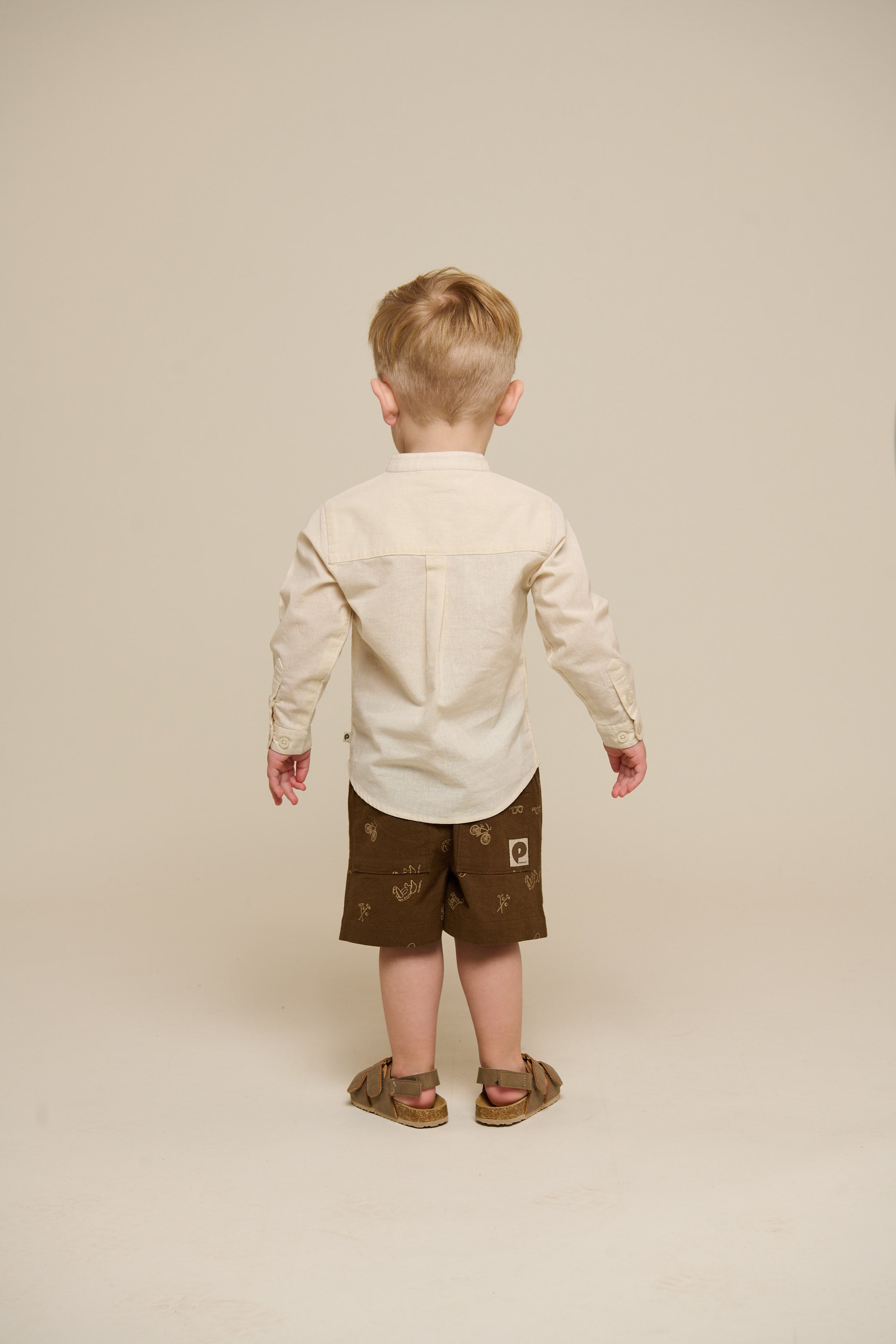 Linnenmix overhemd met mandarijnkraag - Kids - Offwhite | 101201 Lucca