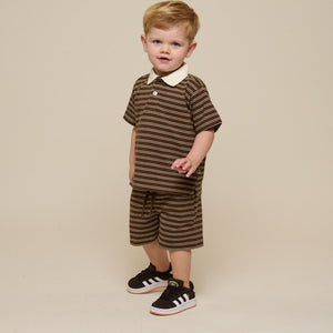 Gestreept Jersey Poloshirt - Kids - Dark Brown | 101173 Otto