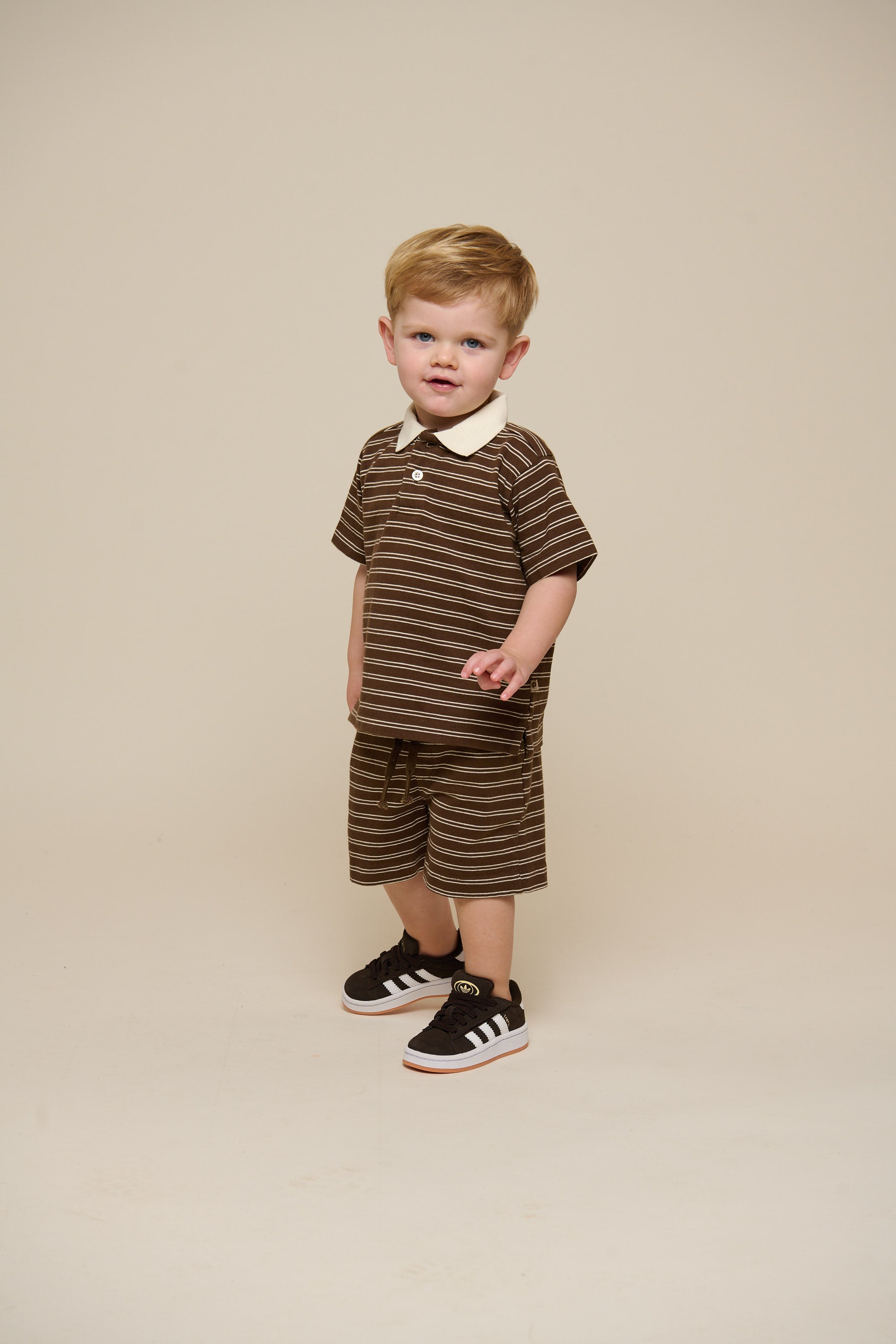 Gestreept Jersey Poloshirt - Kids - Dark Brown | 101173 Otto