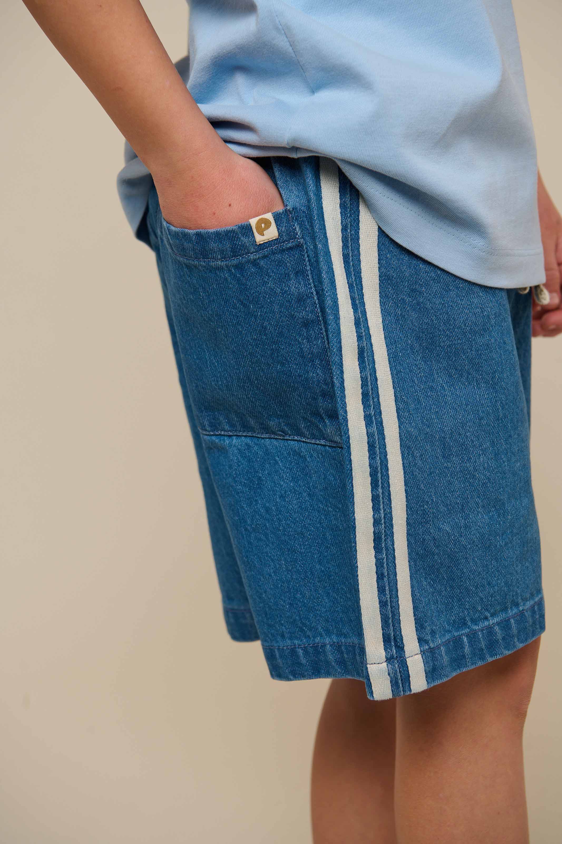 Baggy Denimshorts met Tape - Kids - Blue Denim | 101142 Callum