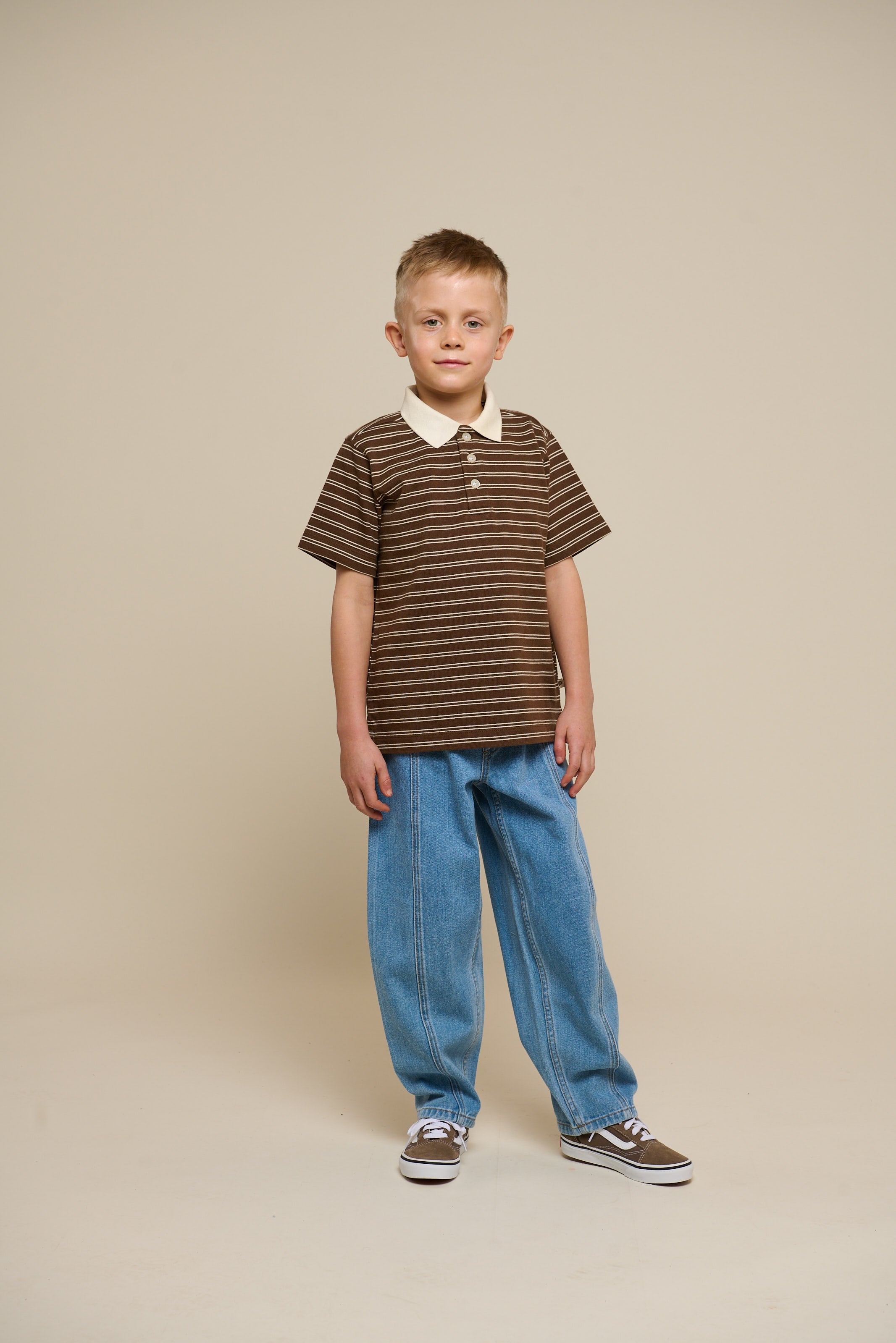 Gestreept Jersey Poloshirt - Tween - Dark Brown | 101174 Otto