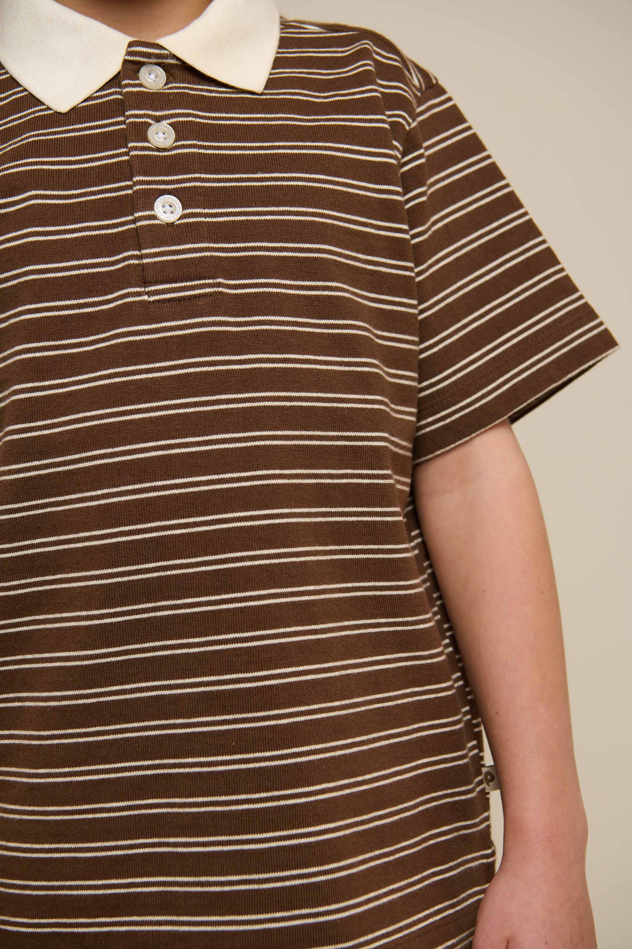 Gestreept Jersey Poloshirt - Tween - Dark Brown | 101174 Otto