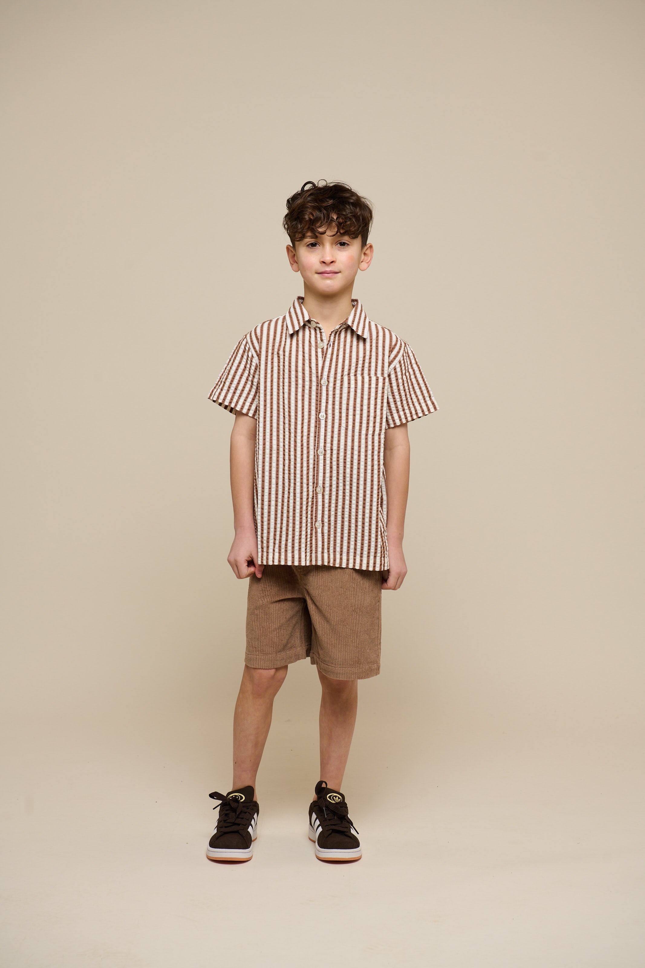 Gestreept seersucker overhemd - Tween - Brown | 101186 Frank