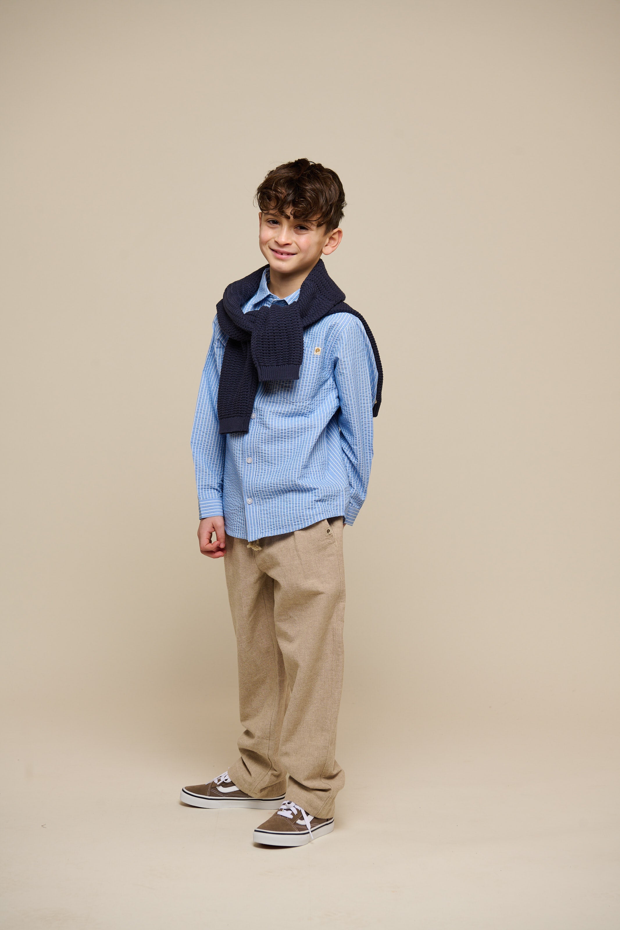 Gestreept seersucker overhemd - Tween - Blue Stripe | 101347 Patrick