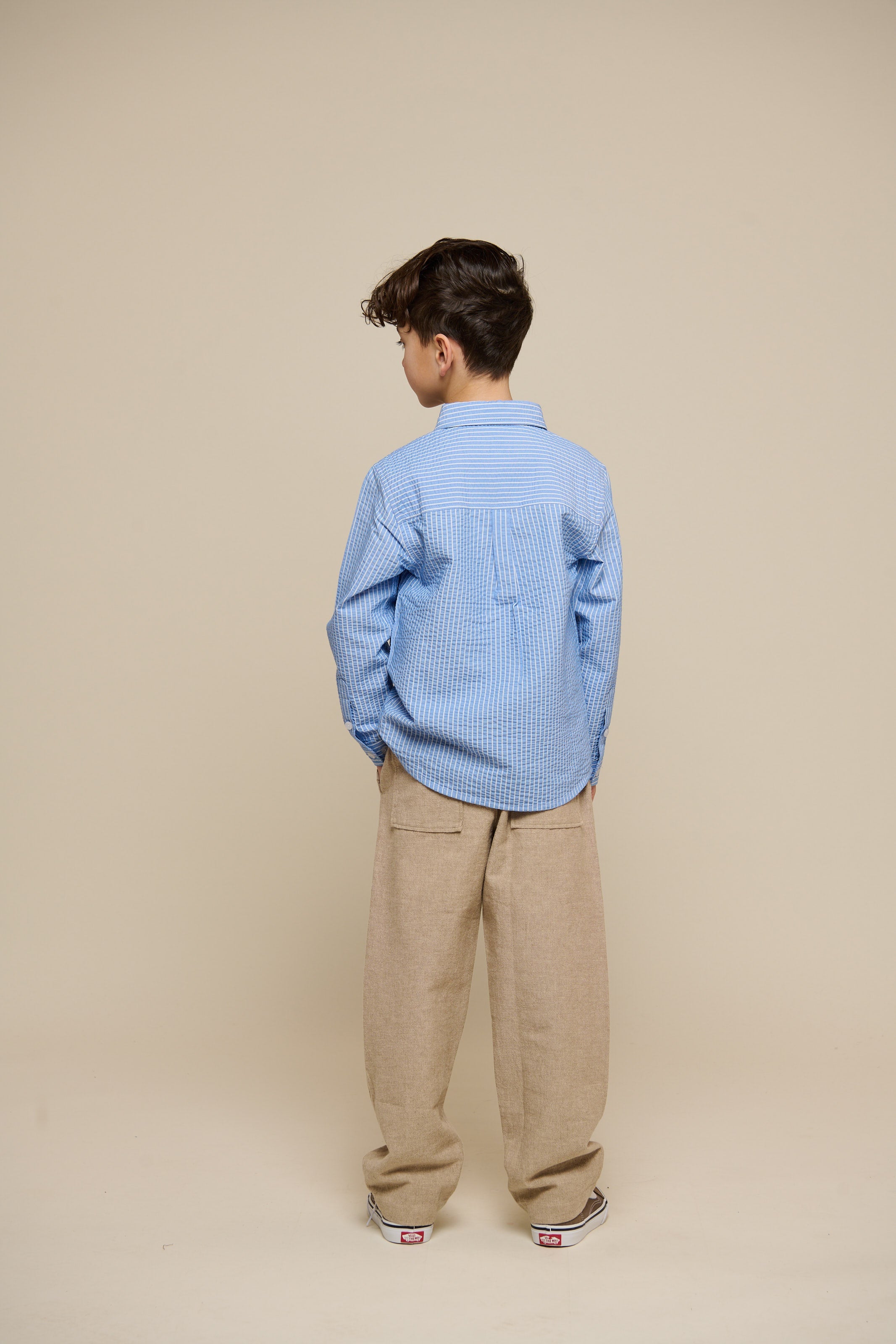 Gestreept seersucker overhemd - Tween - Blue Stripe | 101347 Patrick