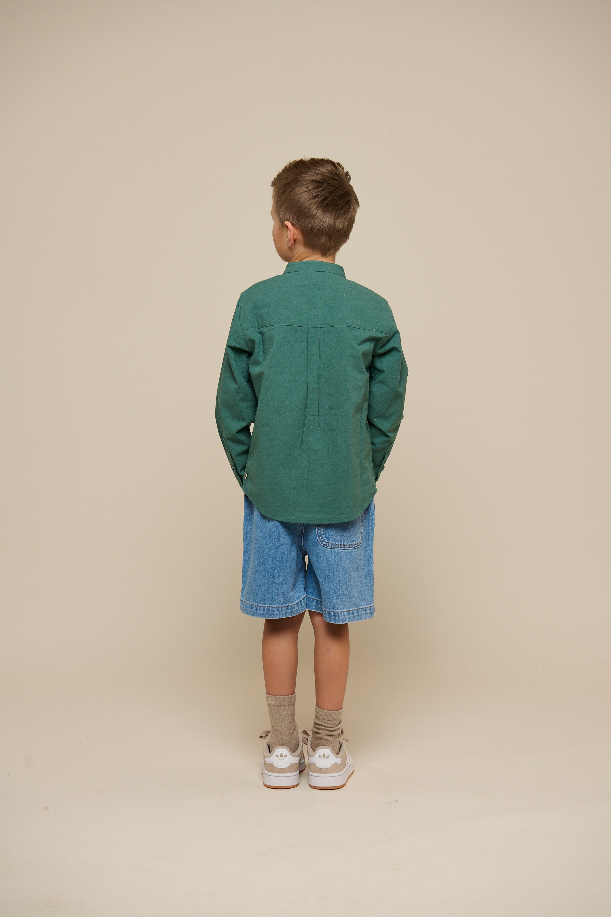 Linnenmix overhemd met mandarijnkraag - Tween - Tropical Green | 101204 Lucca