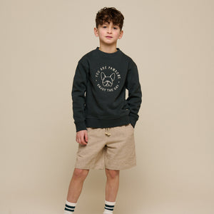 Sweatshirt met ronde hals - Tween - Forest Green Melange | 100893 Justin
