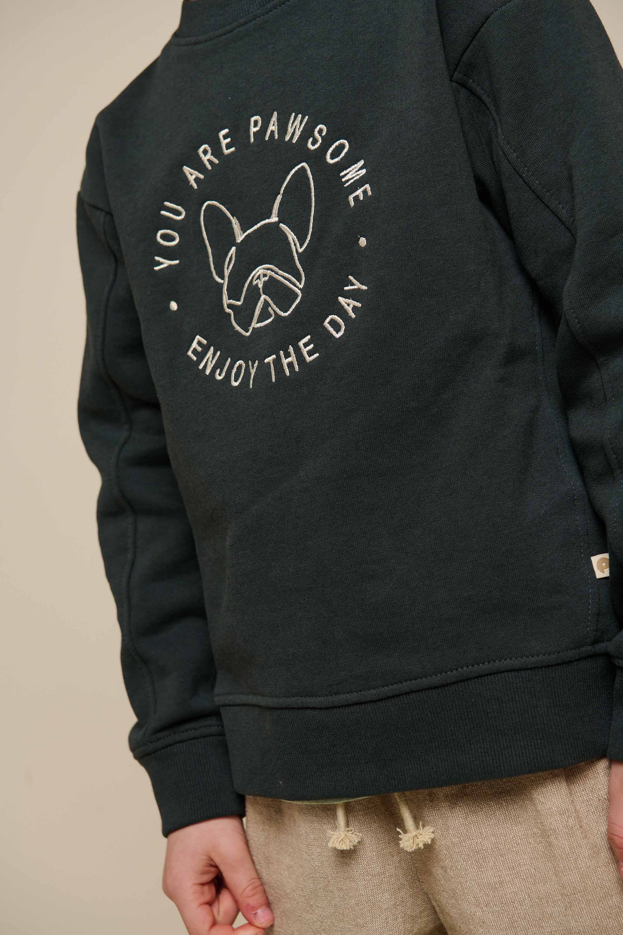 Sweatshirt met ronde hals - Tween - Forest Green Melange | 100893 Justin