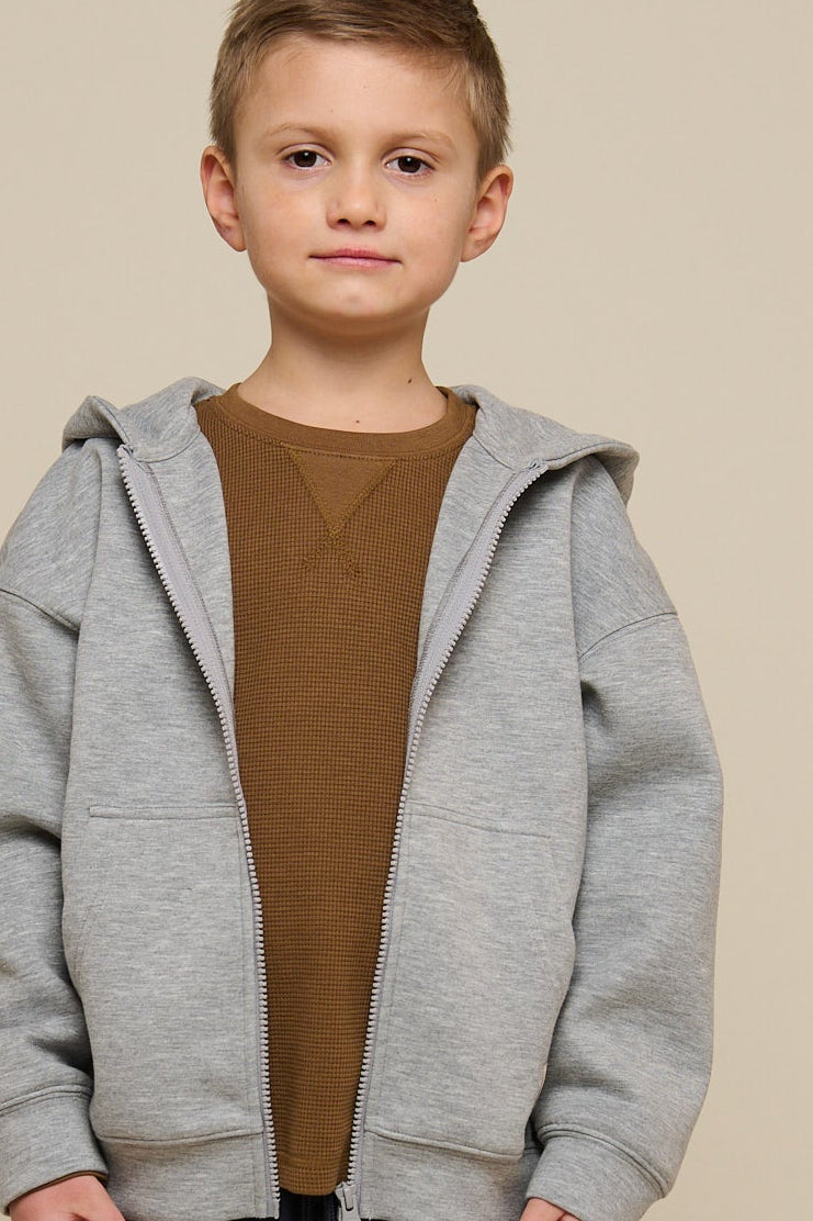 Gestructureerd T-shirt met lange mouwen - Tween - Coffee | 100706 Malthe