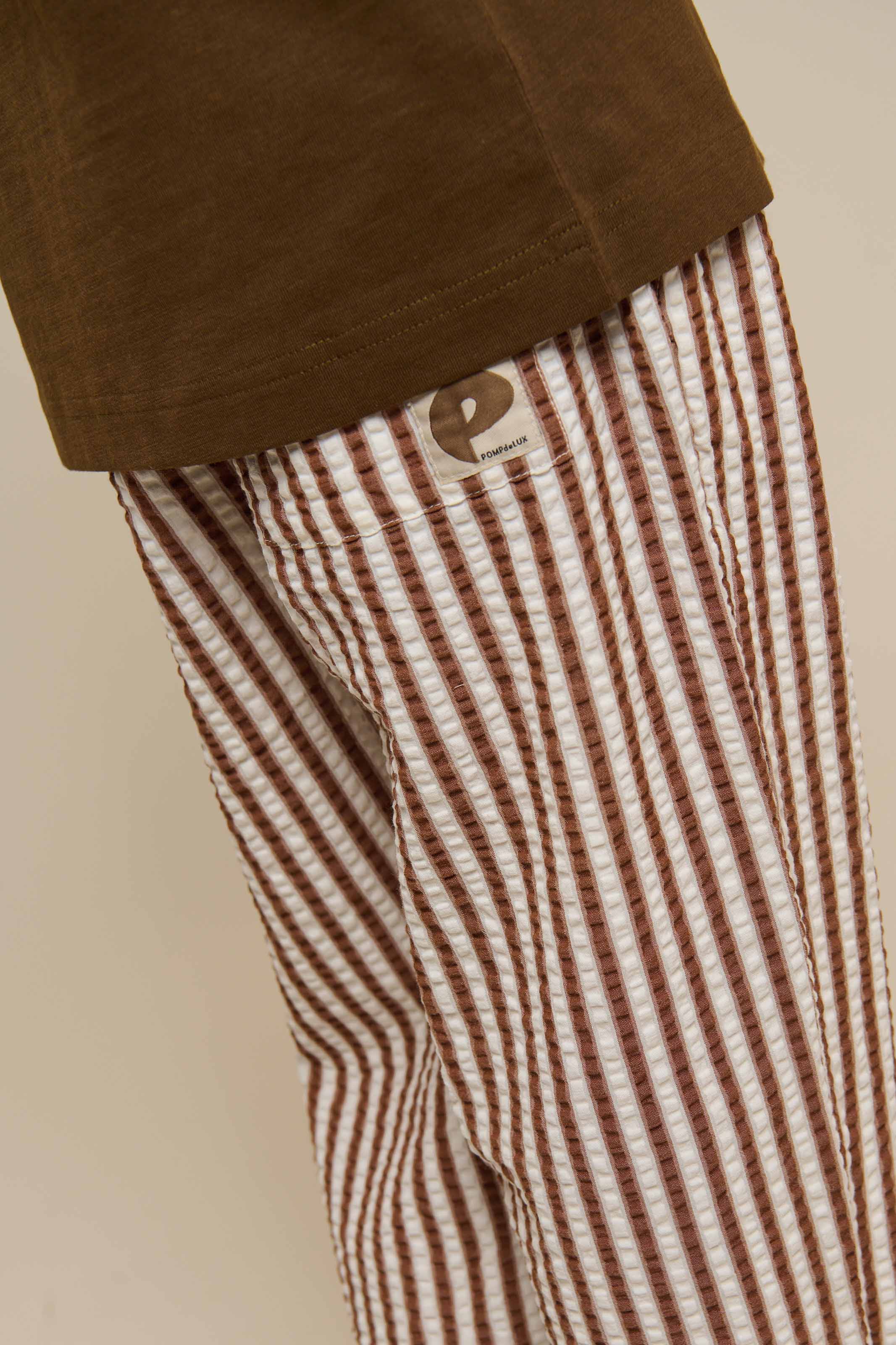 Gestreepte Seersucker Broek - Tween - Brown | 101190 Frank