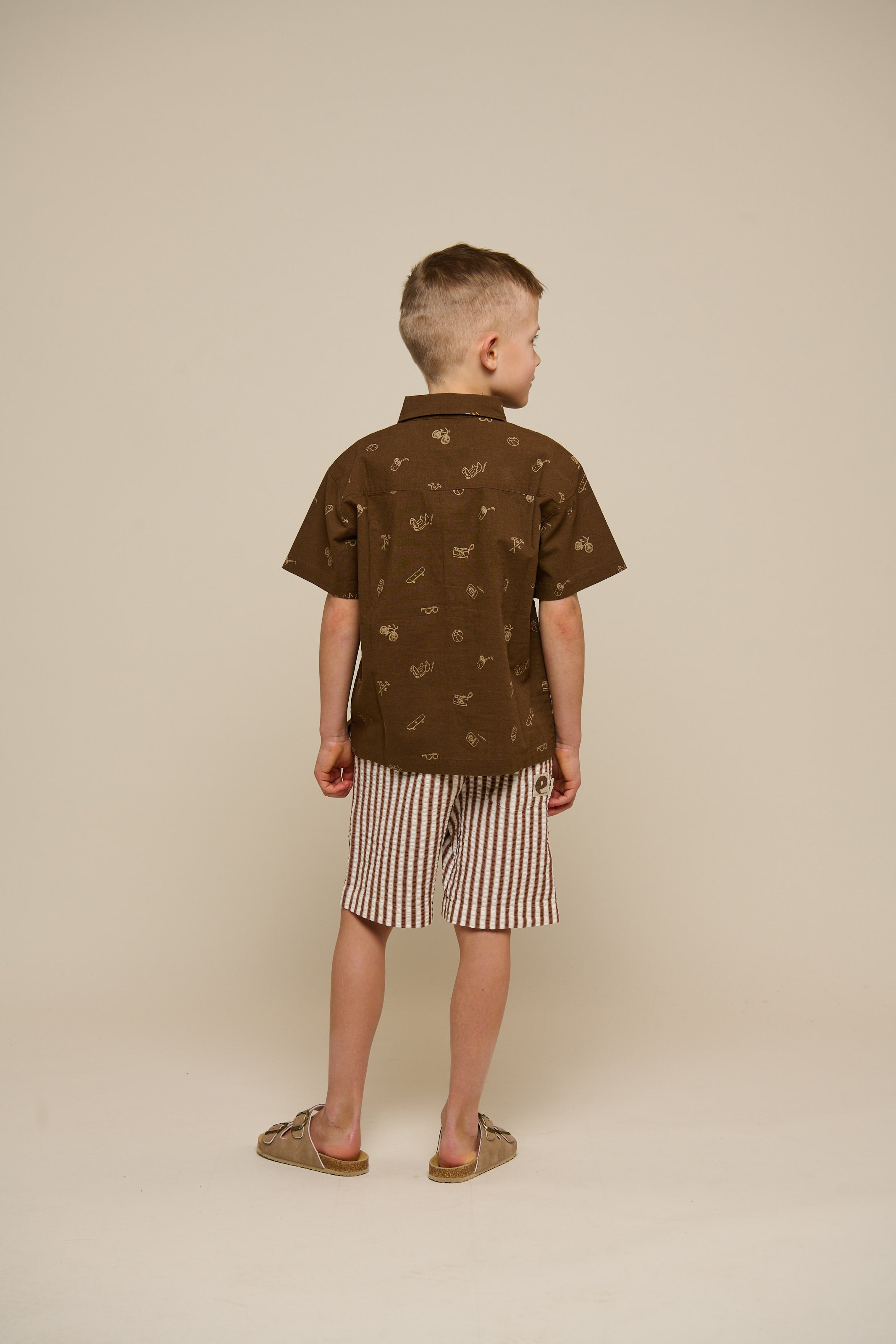 Gestreepte seersucker shorts - Tween - Brown | 101188 Frank