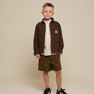 Bedrukte Linnenmix Shorts - Tween - Dark Brown | 101172 William