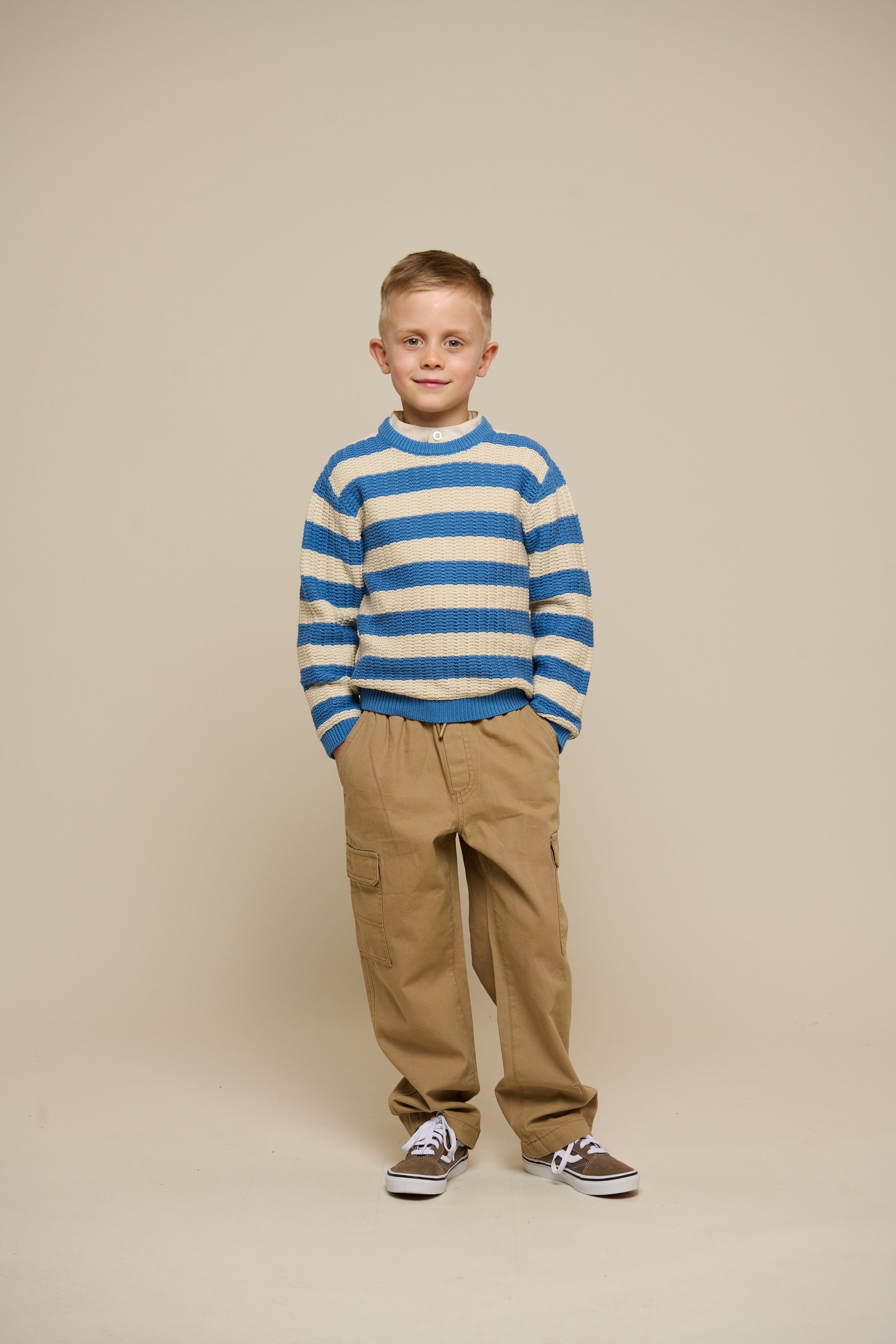 Gestreept Gebreid - Tween - Dusty Blue / Offwhite | 101284 Brady