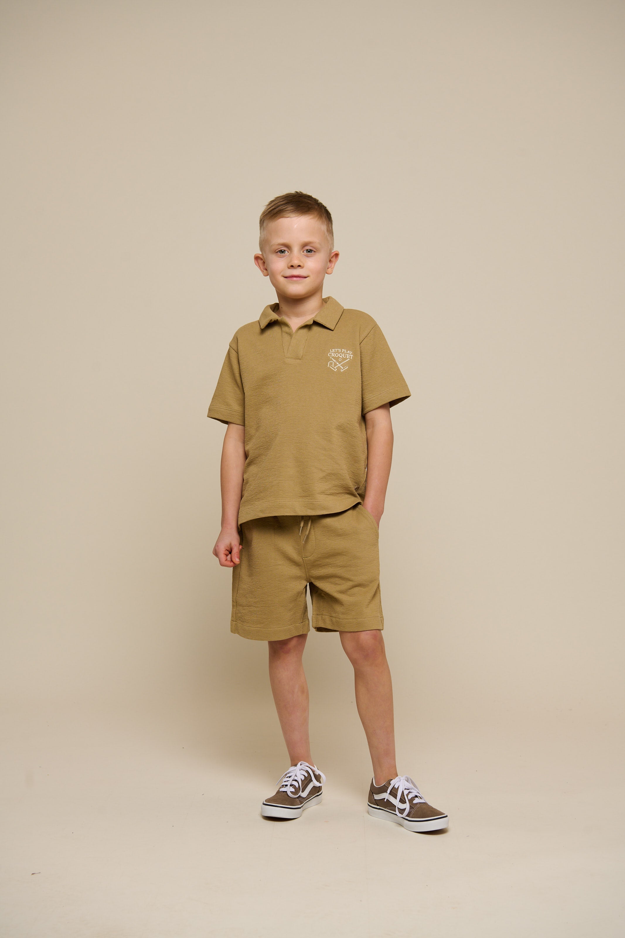 Gestructureerd Jersey Polo T-shirt - Tween - Khaki | 101218 Sonny
