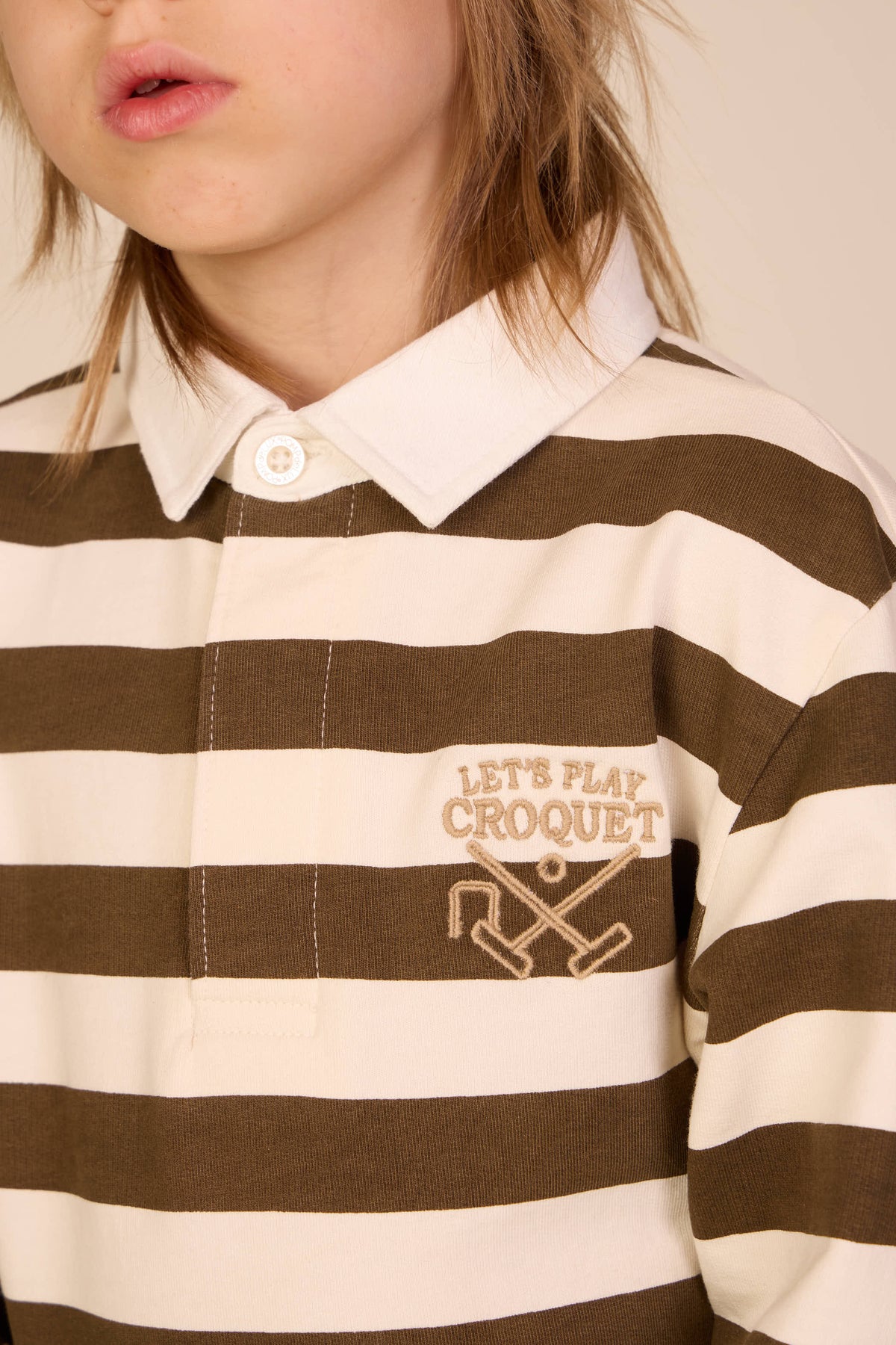 Gestreept Polo Sweatshirt - Tween - Dark Brown/Offwhite | 101398 Marco