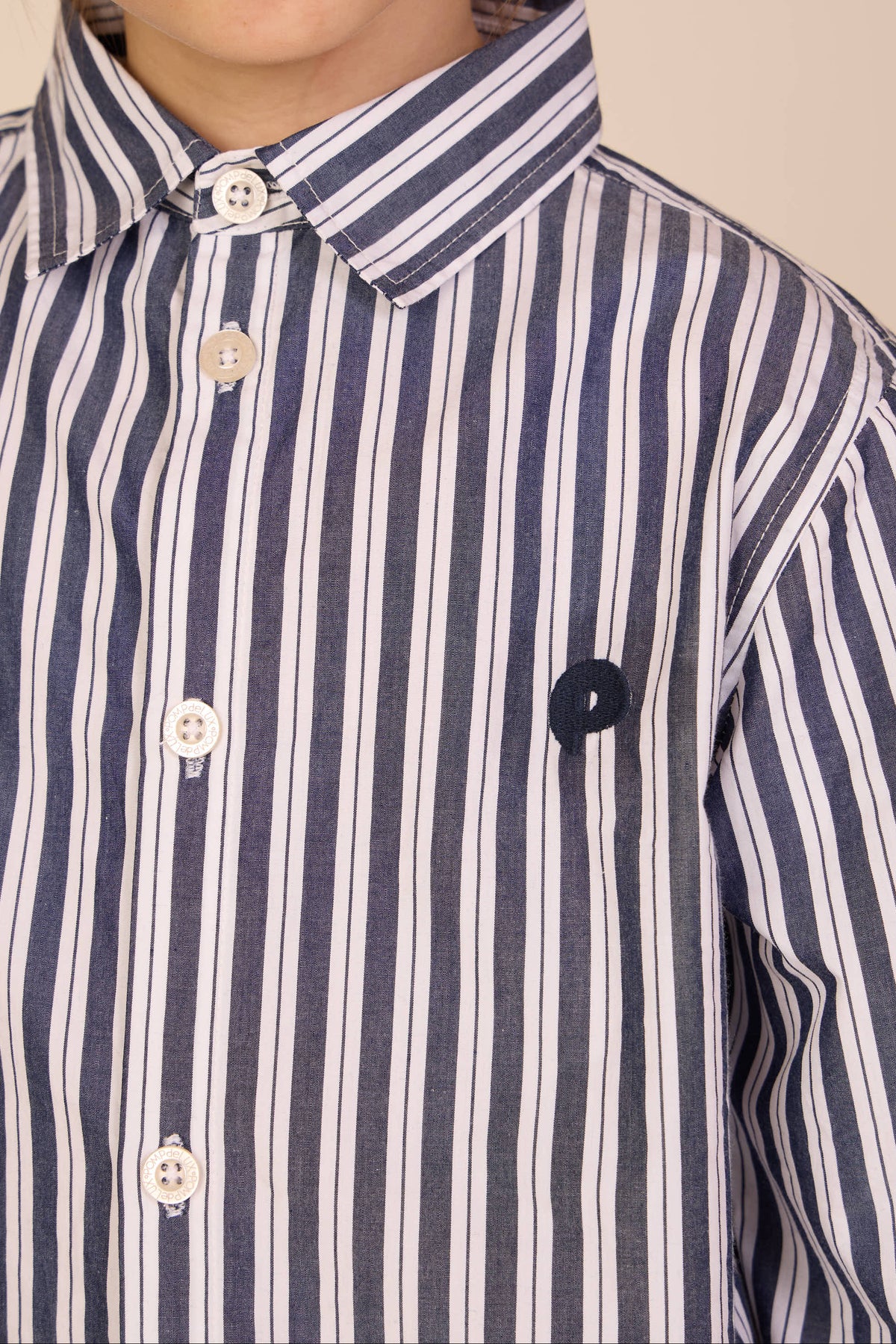 Gestreept katoenen overhemd Kids - Navy Stripe | 101653 Milo