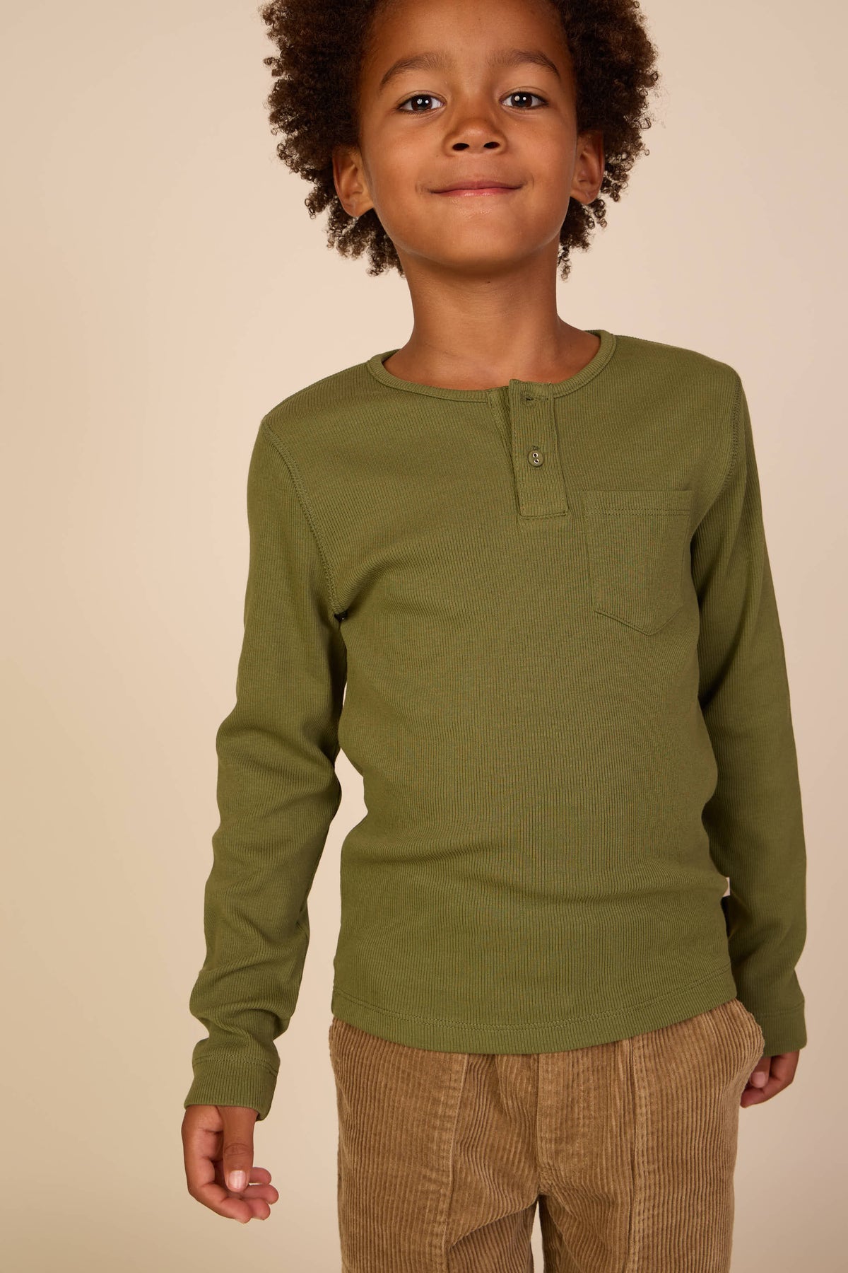Geribd henley-langarmshirt Tween - Moss Green | 101594 Conrad