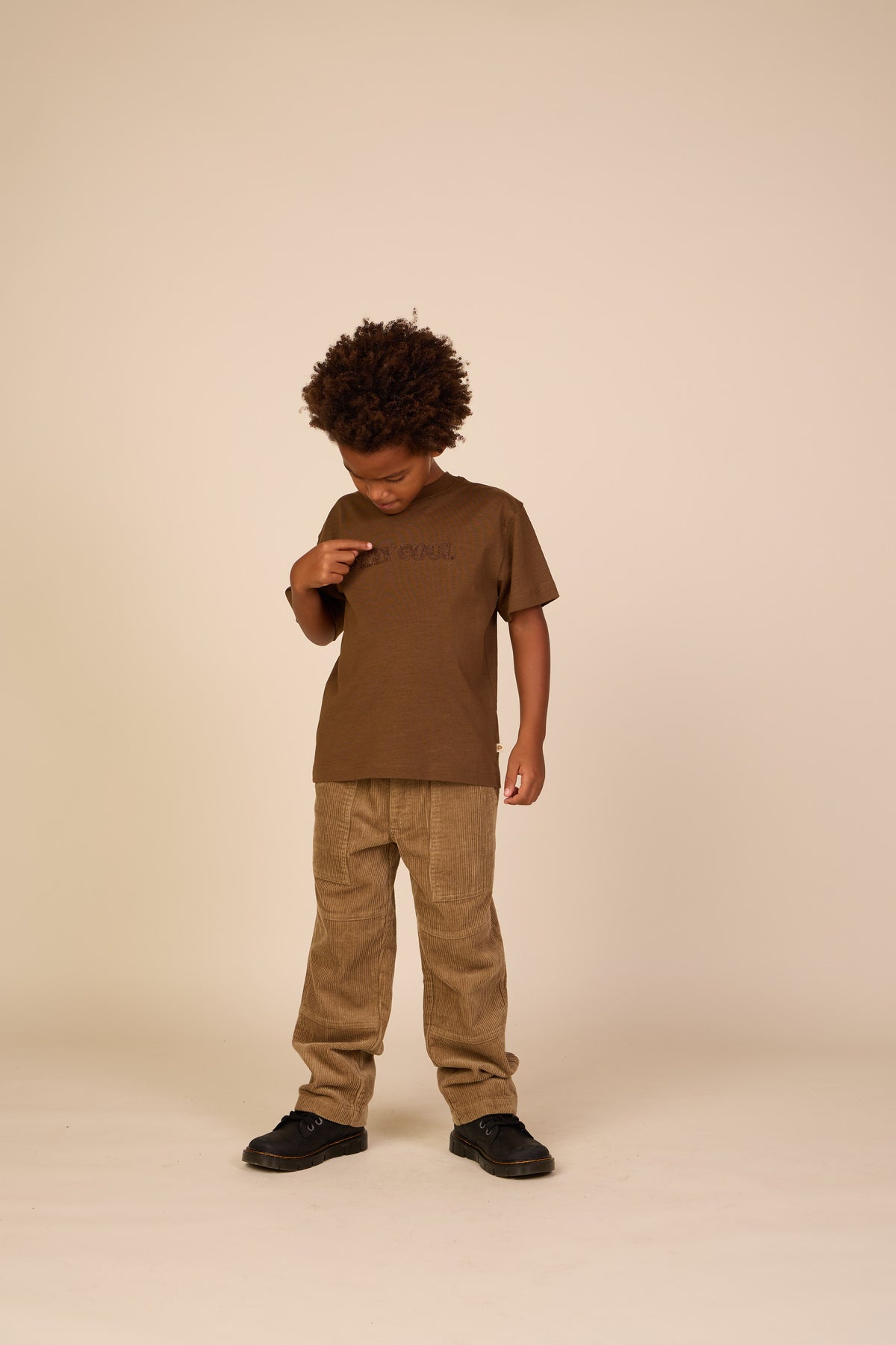 Slub jersey T-shirt met Borduursel - Tween - Dark Brown | 101158 Villum