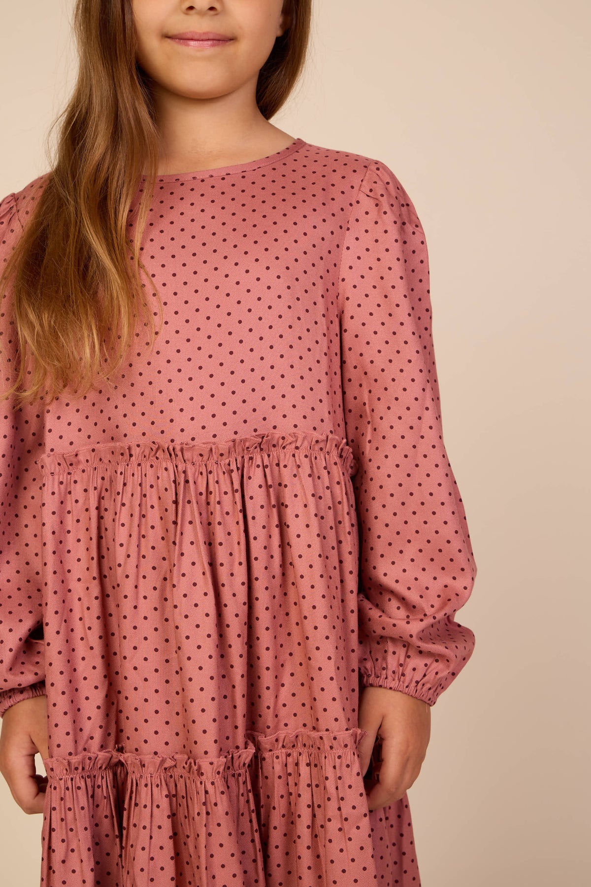 Midi-jurk in viscose met stippen Tween - Dusty Rose/Bordeaux | 101657 Feline