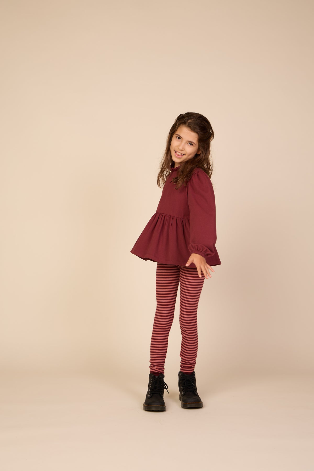 Effen jersey peplum blouse Tween - Bordeaux | 101548 Heidi