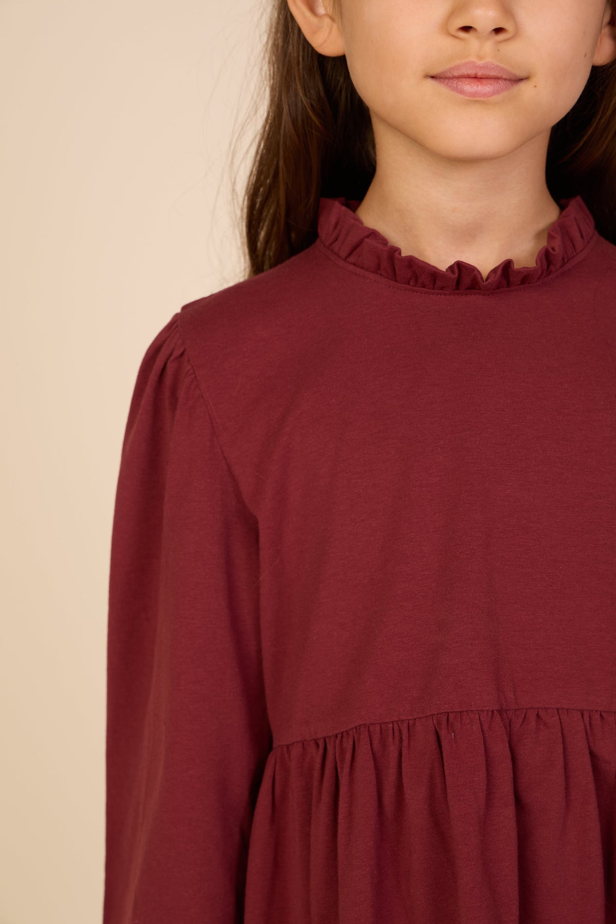 Effen jersey peplum blouse Tween - Bordeaux | 101548 Heidi
