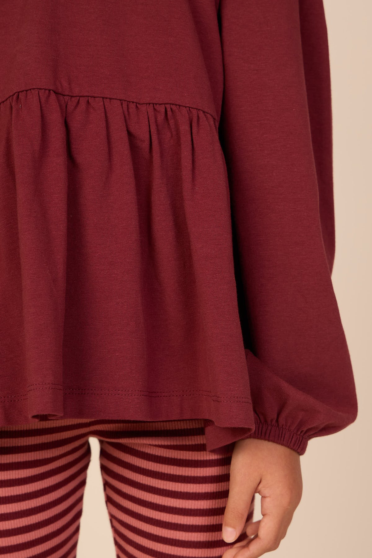 Effen jersey peplum blouse Kids - Bordeaux | 101547 Heidi