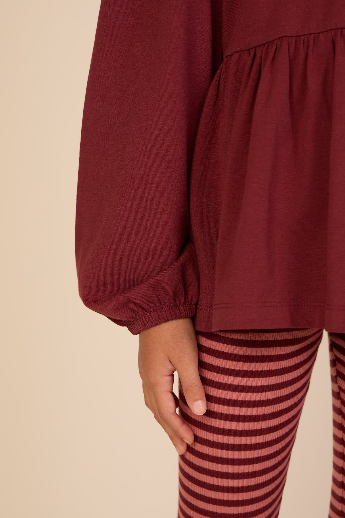 Gestreepte riblegging Tween - Dusty Rose/Bordeaux | 101613 Gloria