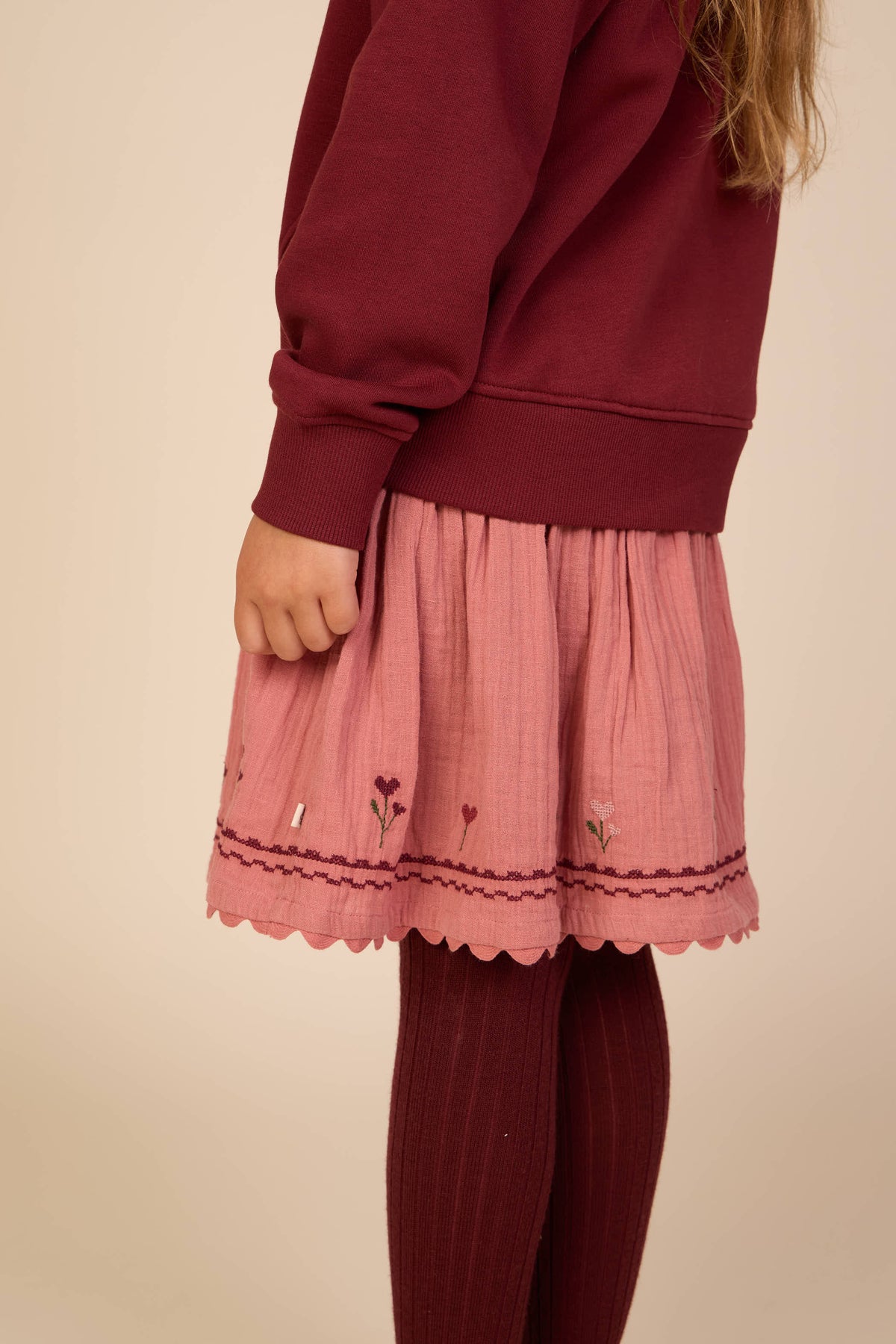 Sweatshirt met ribdetails Kids - Bordeaux | 101624 Zoe