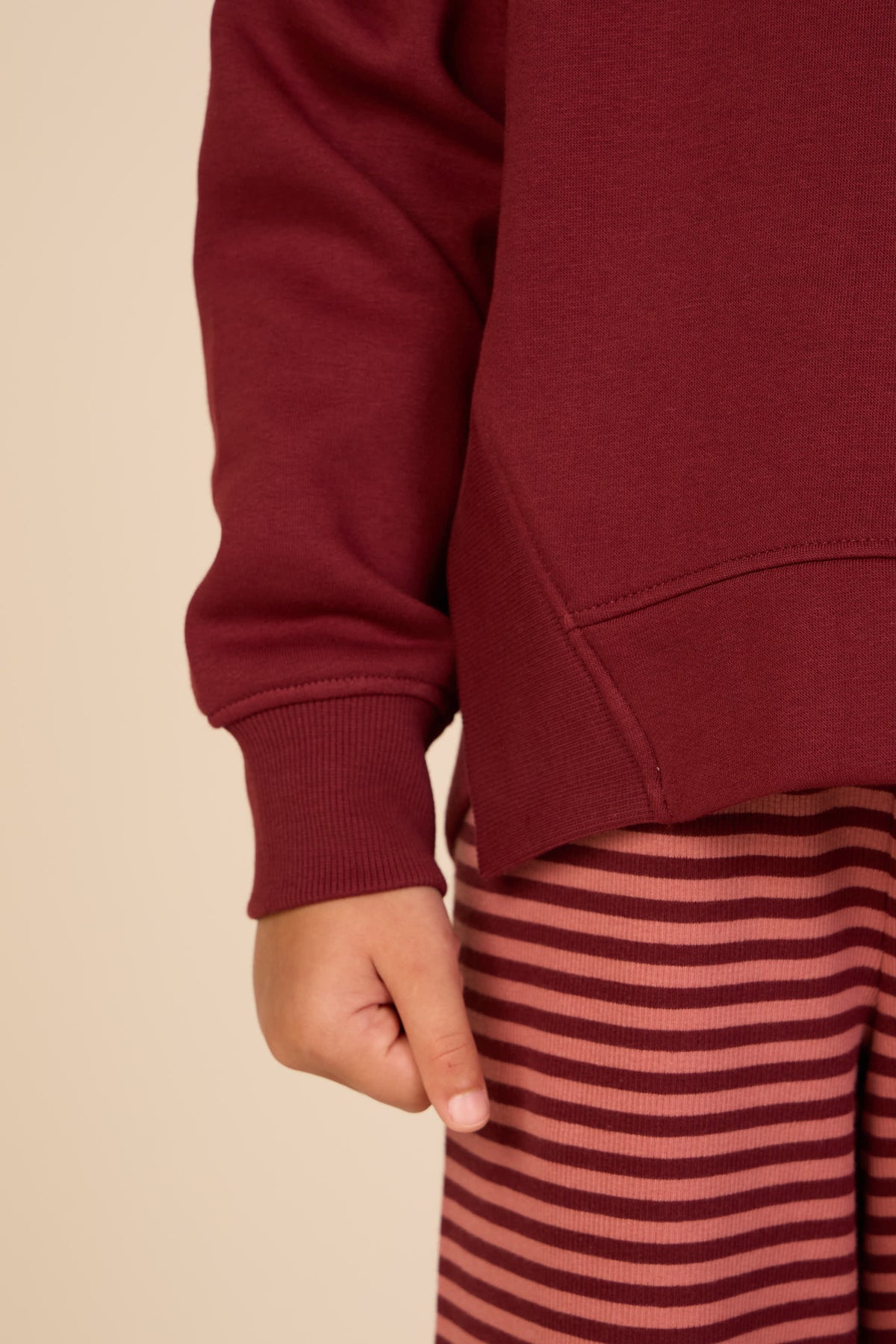 Sweatshirt met ribdetails Tween - Bordeaux | 101625 Zoe