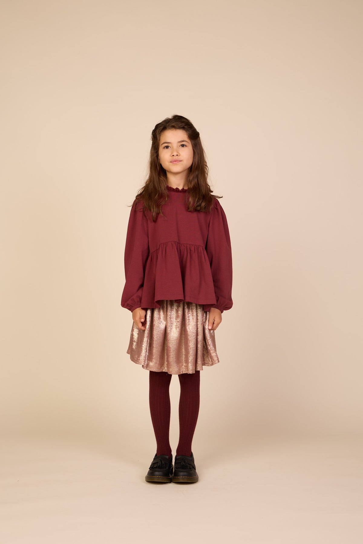 Effen jersey peplum blouse Tween - Bordeaux | 101548 Heidi