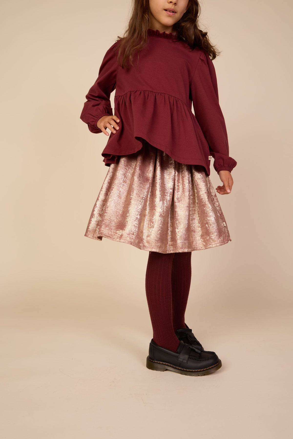 Effen jersey peplum blouse Tween - Bordeaux | 101548 Heidi
