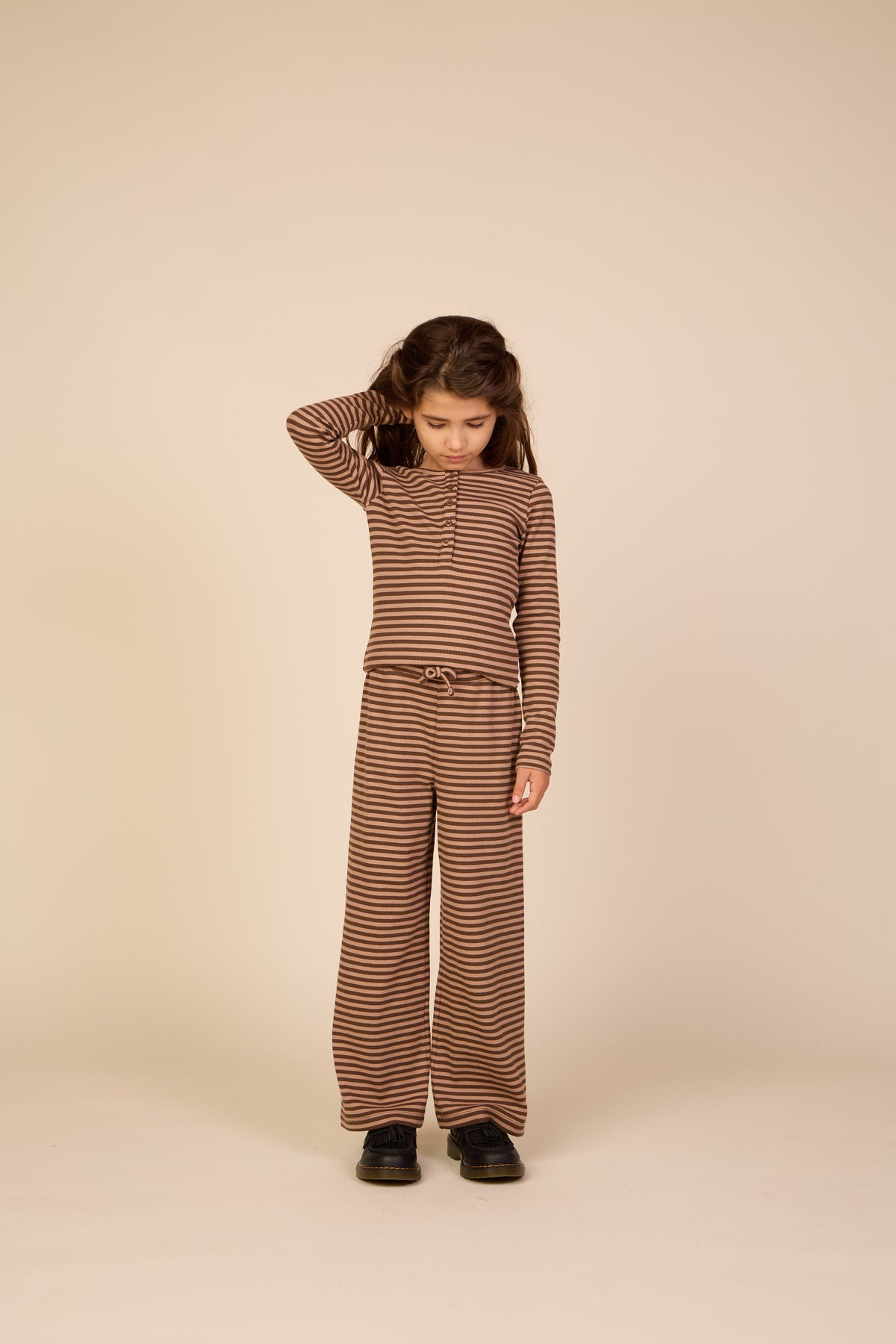 Gestreept geribd langarmshirt Tween - Brown/Light Brown | 101615 Gloria
