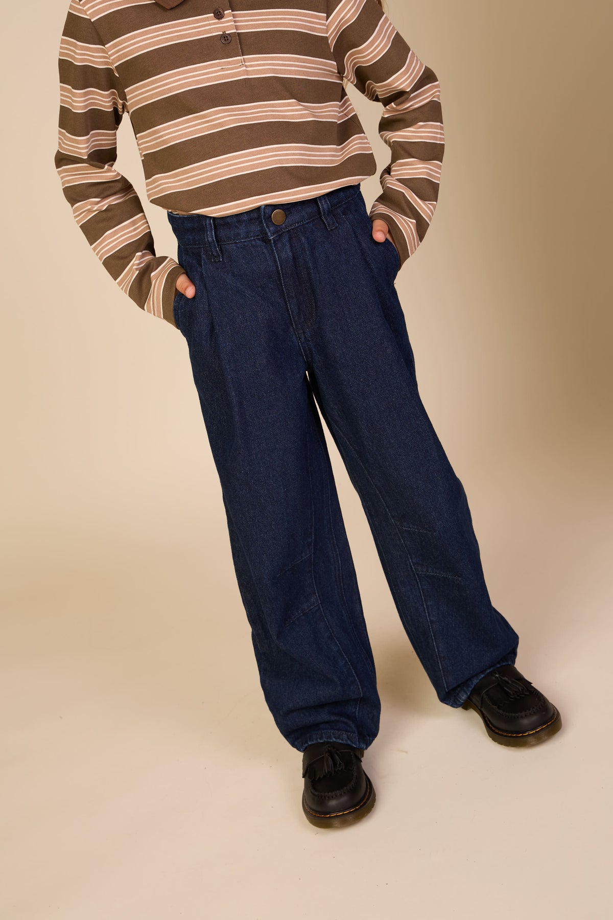 Wide-leg jeans met plooien Tween - Dark Blue | 101648 Sadie