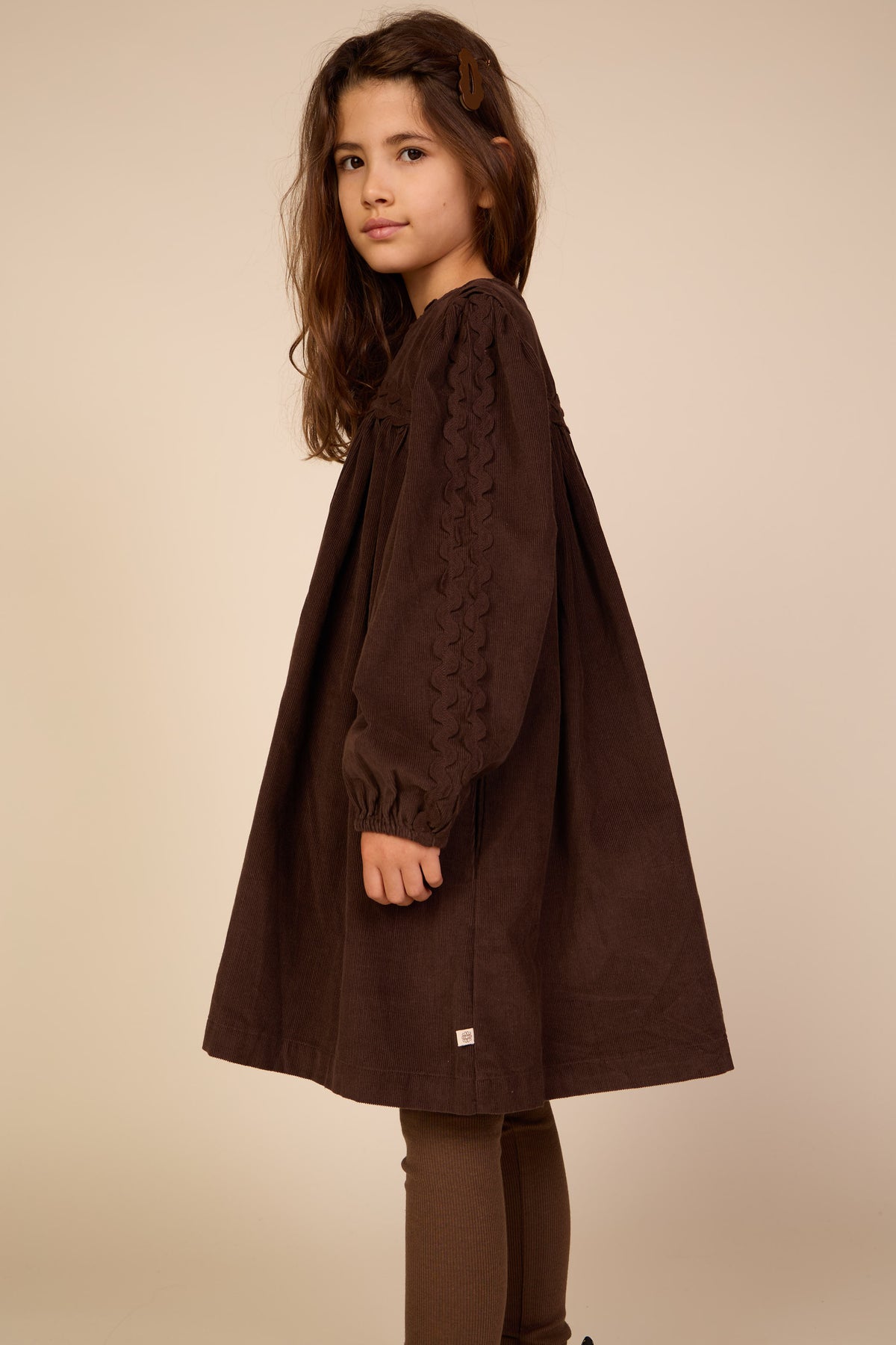 Corduroy jurk met zigzagband Tween - Dark Brown | 101474 Sille