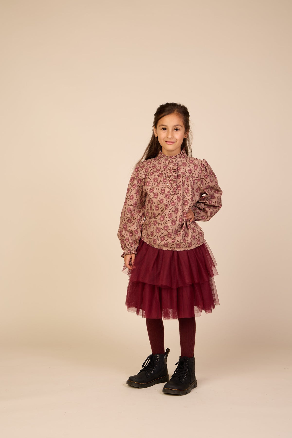 Gebloemde katoenen blouse Tween - Rose/Bordeaux | 101434 Nova