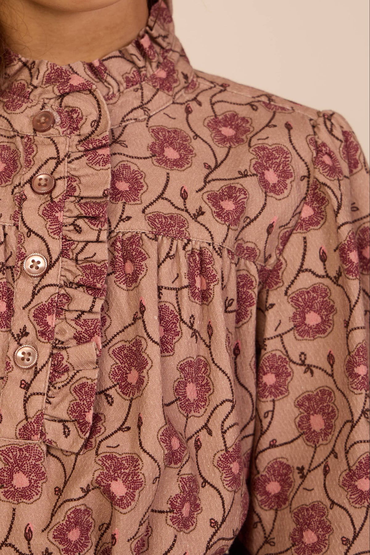 Gebloemde katoenen blouse Kids - Rose/Bordeaux | 101433 Nova