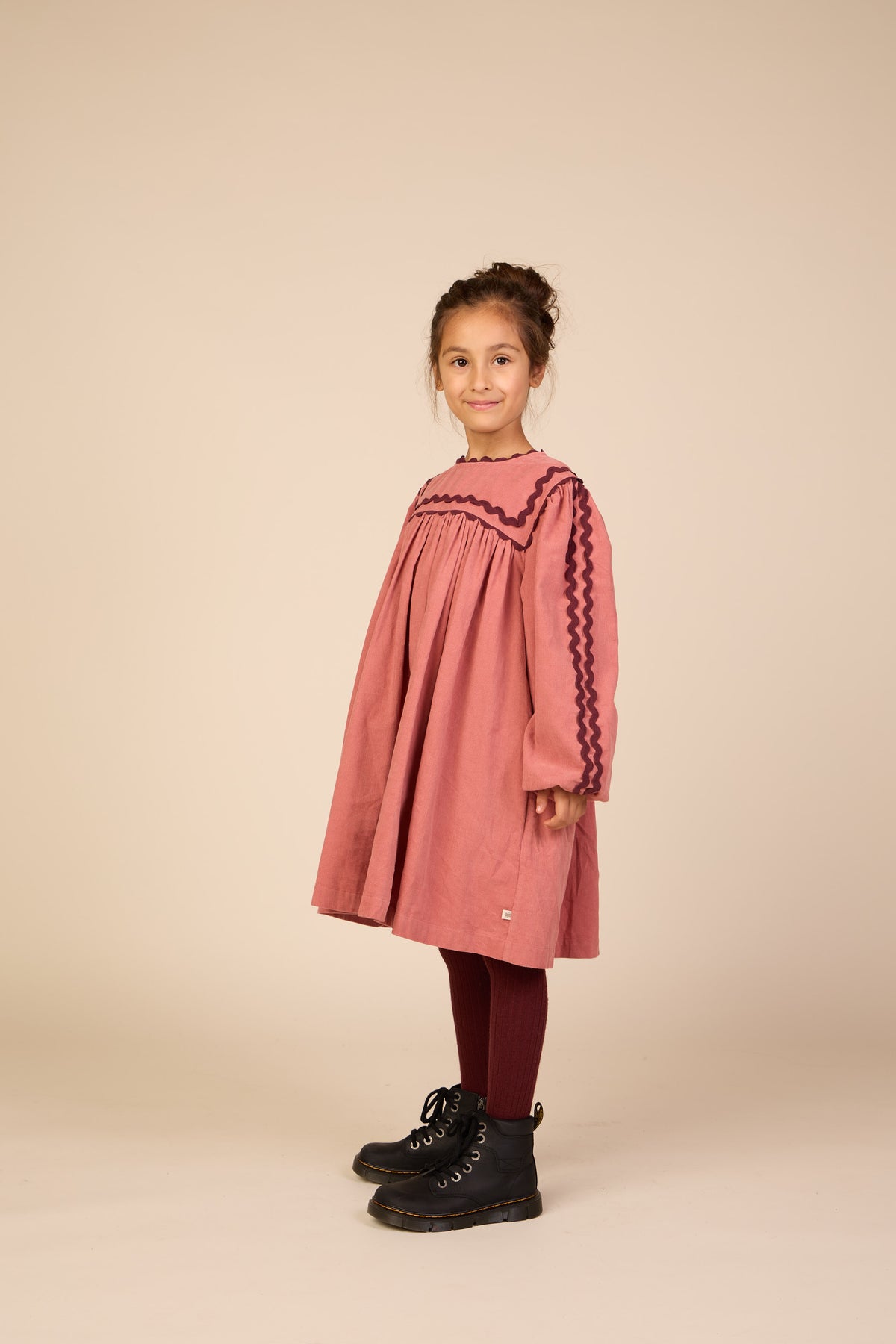 Corduroy jurk met zigzagband Tween - Dusty Rose | 101476 Sille