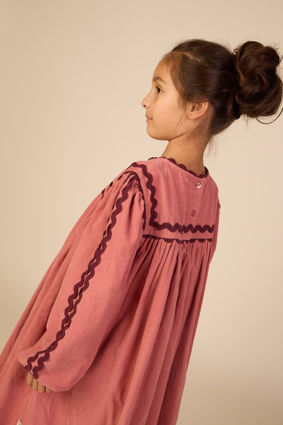 Corduroy jurk met zigzagband Tween - Dusty Rose | 101476 Sille