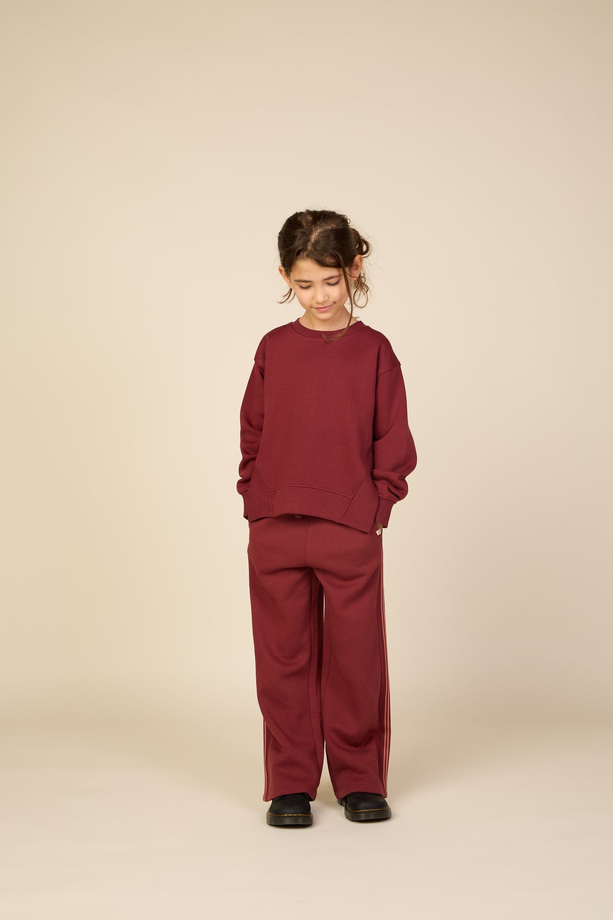 Sweatshirt met ribdetails Tween - Bordeaux | 101625 Zoe