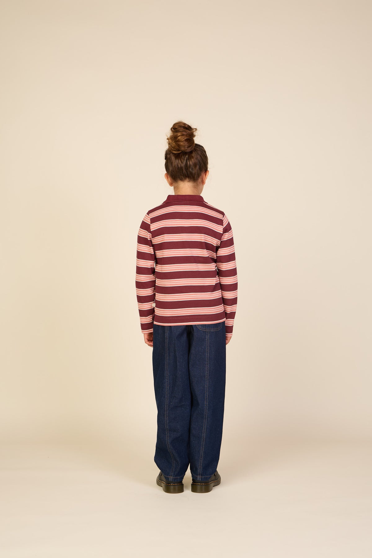 Gestreepte jersey polo met lange mouwen Tween - Bordeaux | 101698 Hope