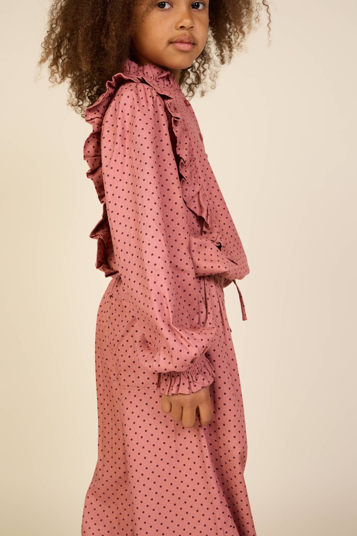 Viscose blouse met stippen en ruches Tween - Dusty Rose/Bordeaux | 101661 Feline