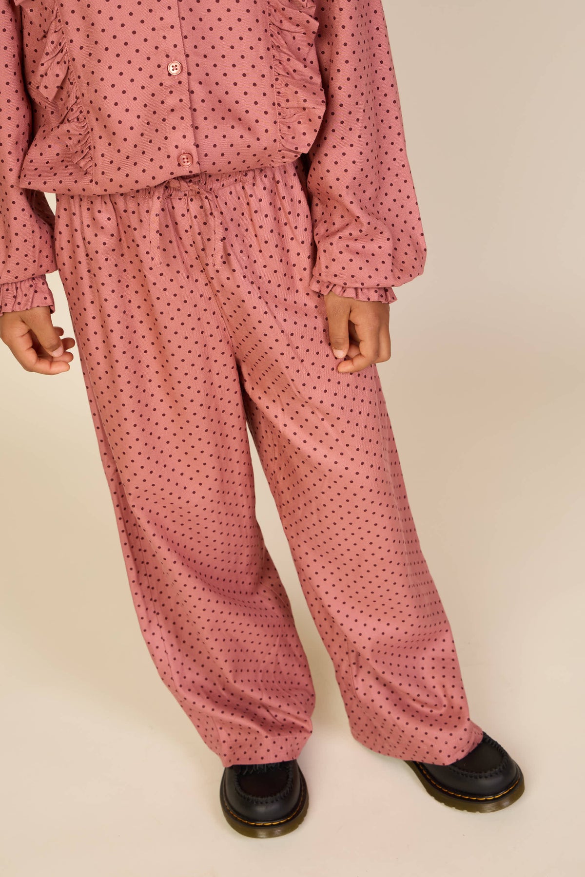 Wide-leg broek in viscose met stippen Tween - Dusty Rose/Bordeaux | 101659 Feline
