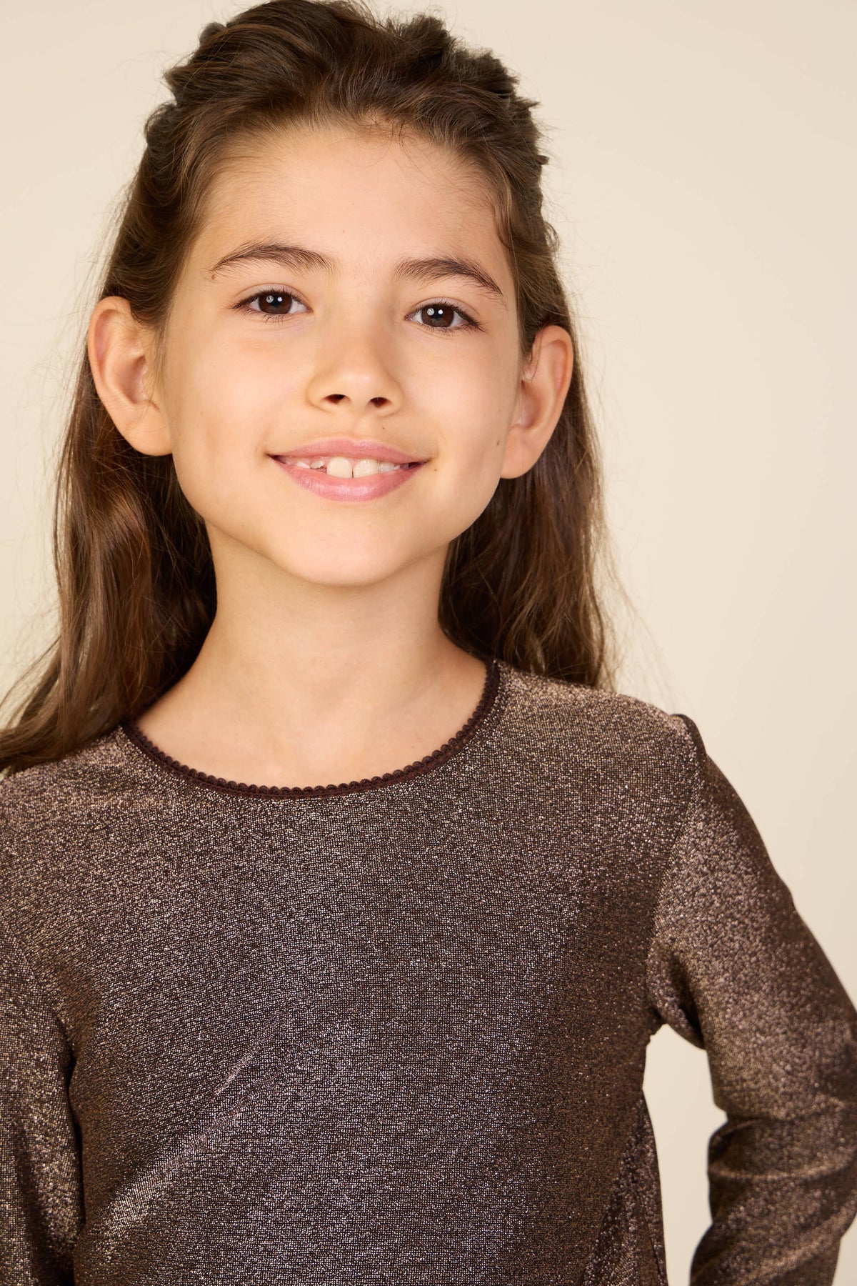 Langarmshirt met lurex Tween - Dark Brown | 101664 Helen