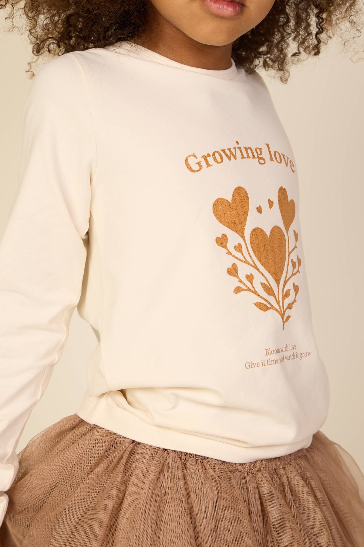 Langarmshirt met glitterprint Tween - Offwhite | 101712 Piper